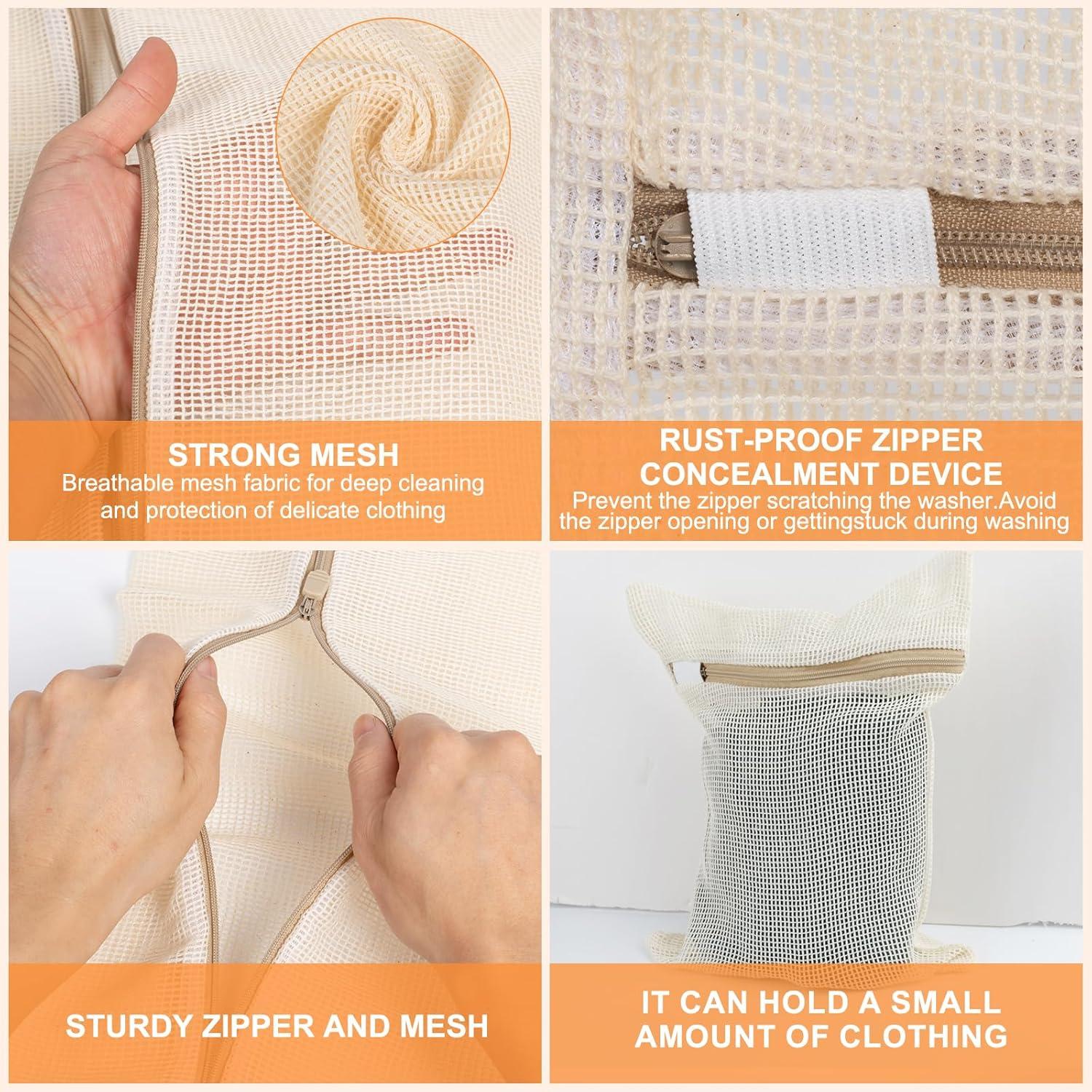 Bolsa de lavandería de malla algodón orgánico NAHADS 4 piezas