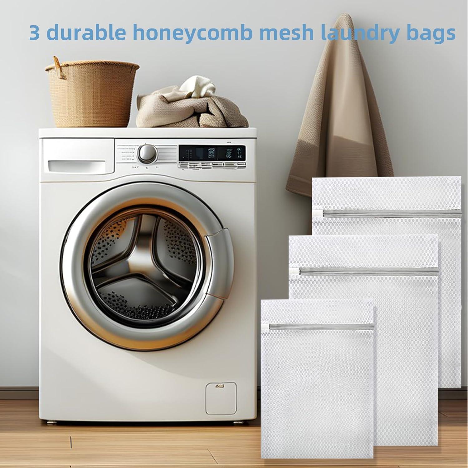 Set de 3 Bolsas de Lavandería de Malla TKYZMS - 2 Grandes 50x40cm y 1 Mediana 40x30cm