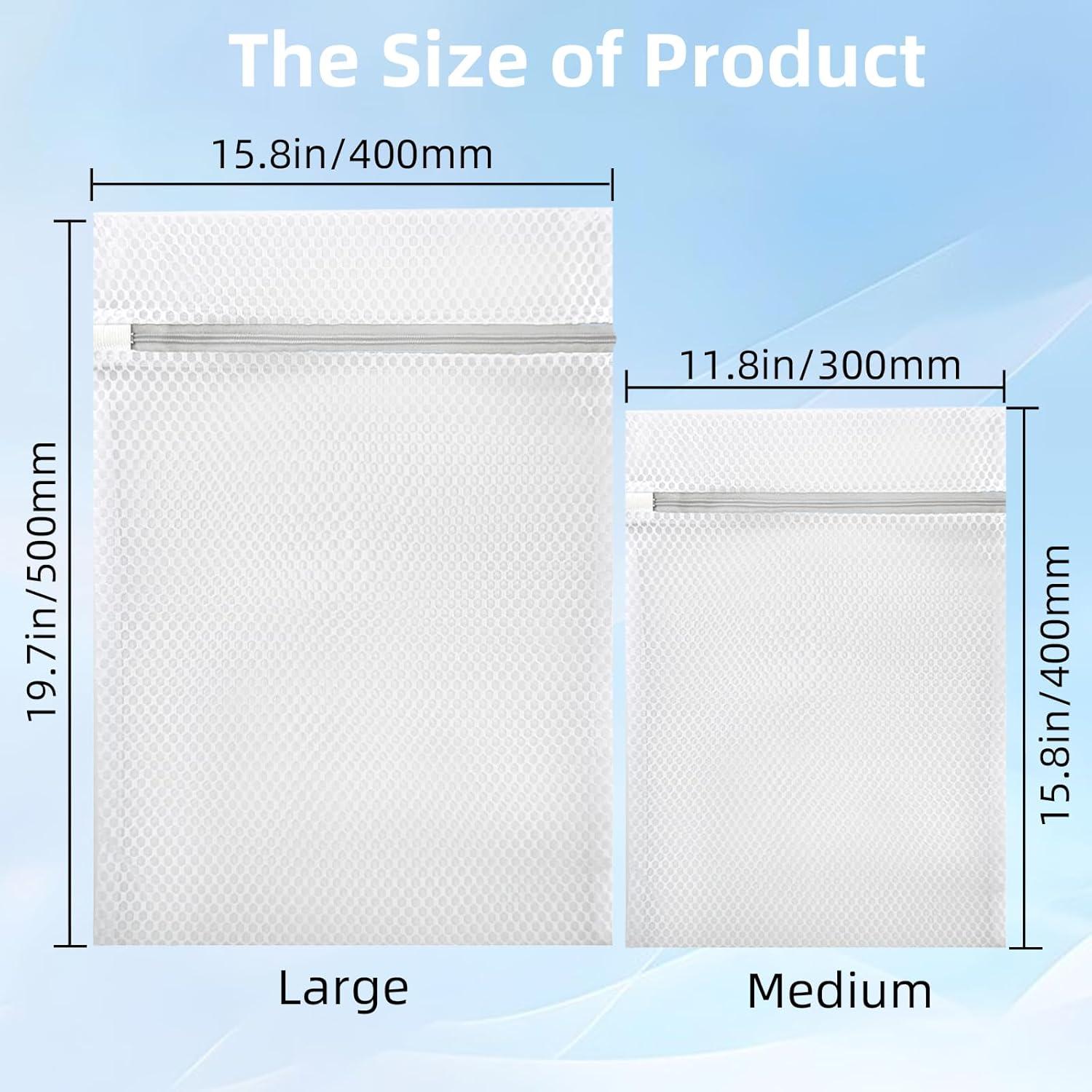 Set de 3 Bolsas de Lavandería de Malla TKYZMS - 2 Grandes 50x40cm y 1 Mediana 40x30cm