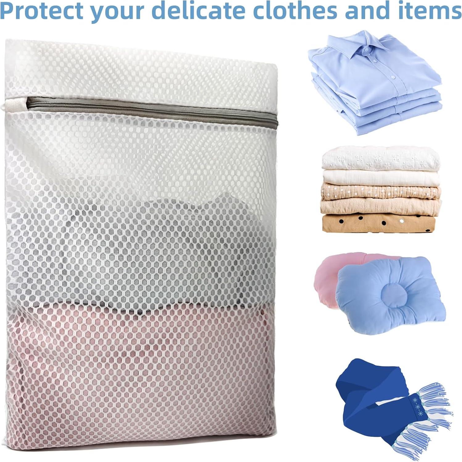 Set de 3 Bolsas de Lavandería de Malla TKYZMS - 2 Grandes 50x40cm y 1 Mediana 40x30cm