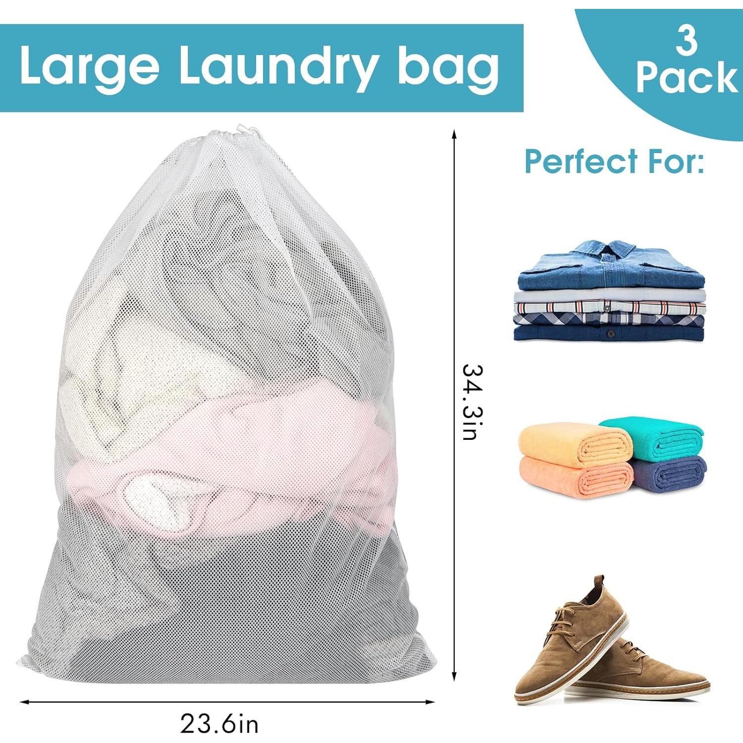 Paquete de 3 Bolsas de Lavandería de Malla PEASUG 58x86 cm