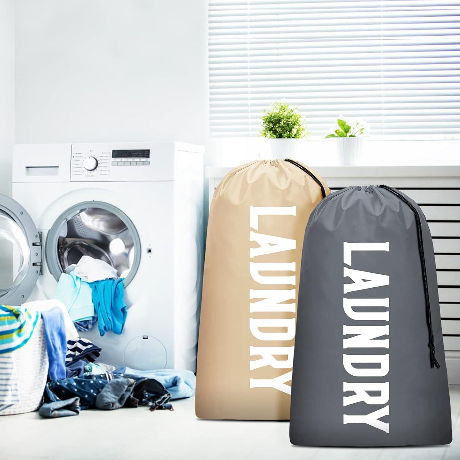 Bolsa de Lavandería XL Fiodrimy Caqui y Gris 61x91 cm 2 Unidades