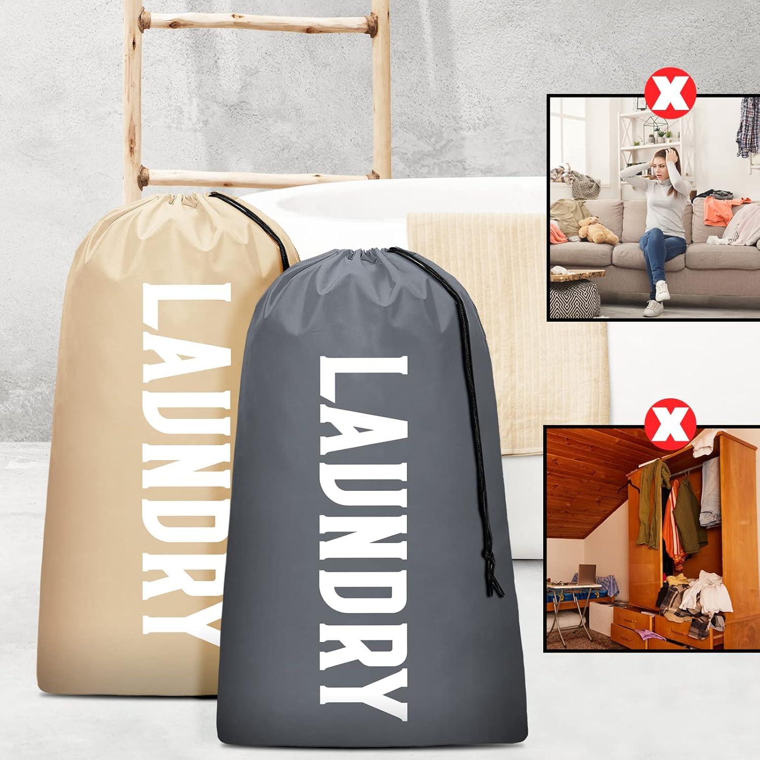 Bolsa de Lavandería XL Fiodrimy Caqui y Gris 61x91 cm 2 Unidades