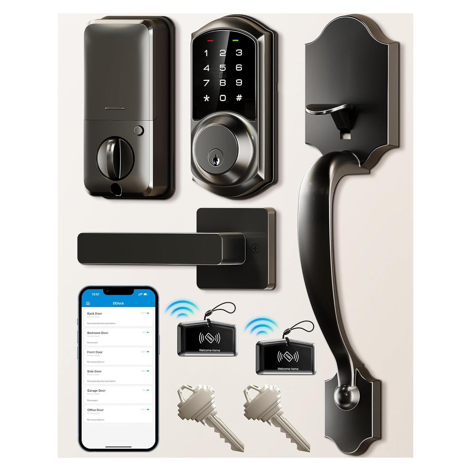 Cerradura Inteligente Veise VE06-H, Control por App, Negro