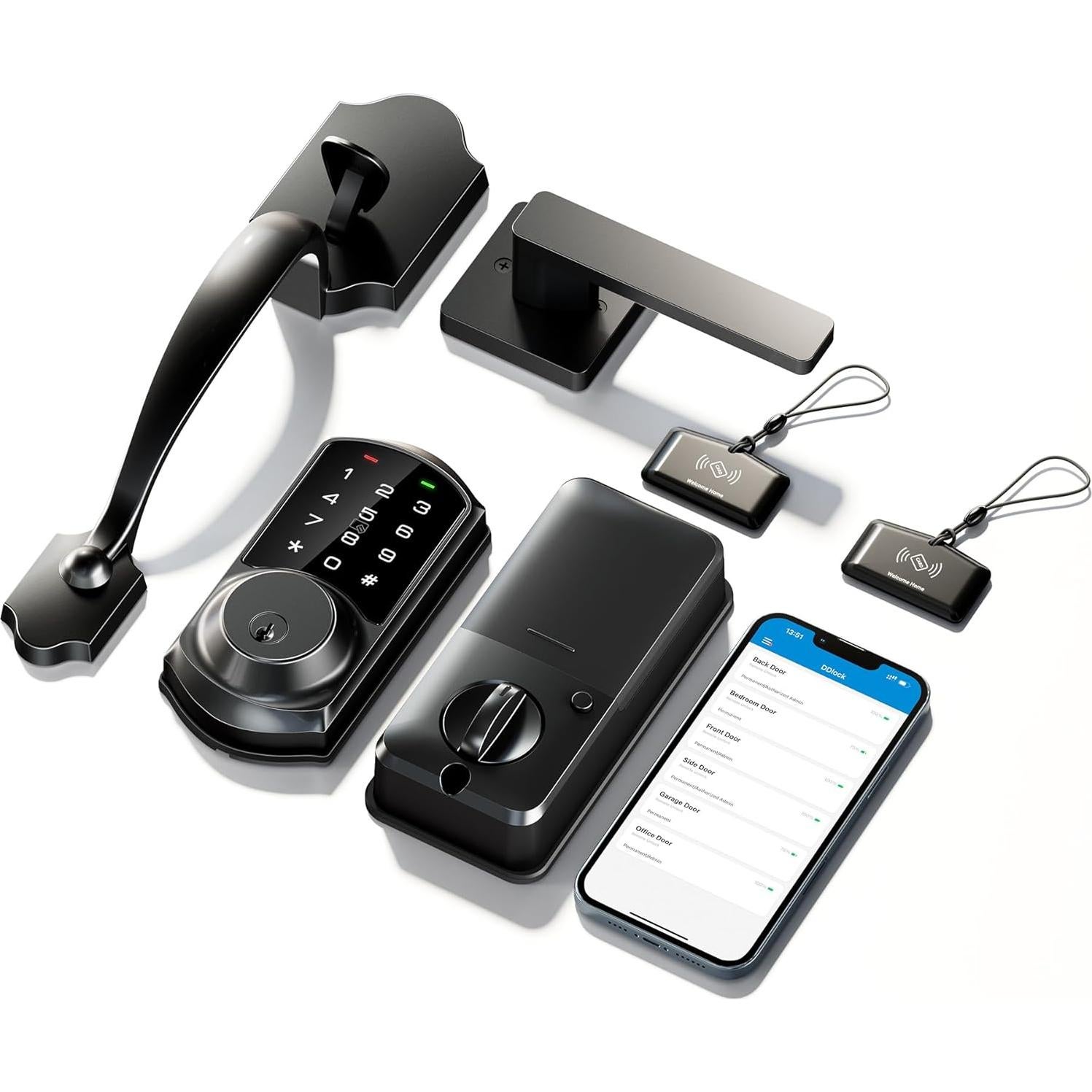 Cerradura Inteligente Veise VE06-H, Control por App, Negro