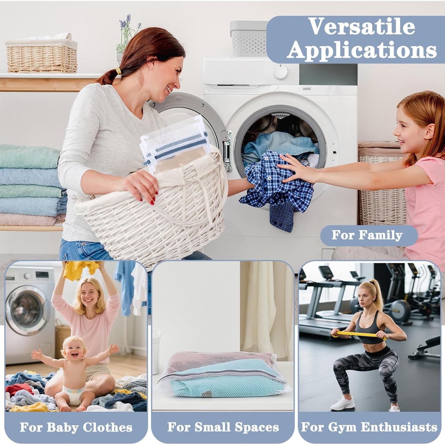 5 Bolsas de Lavandería de Malla ADLABLD 30x40cm para Delicados