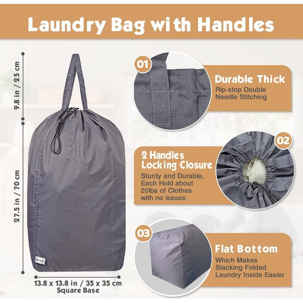 Bolsa de lavandería de viaje UniLiGis 2 paquetes 85L Nylon Gris