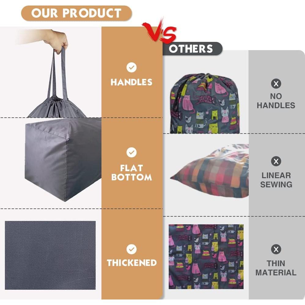 Bolsa de lavandería de viaje UniLiGis 2 paquetes 85L Nylon Gris