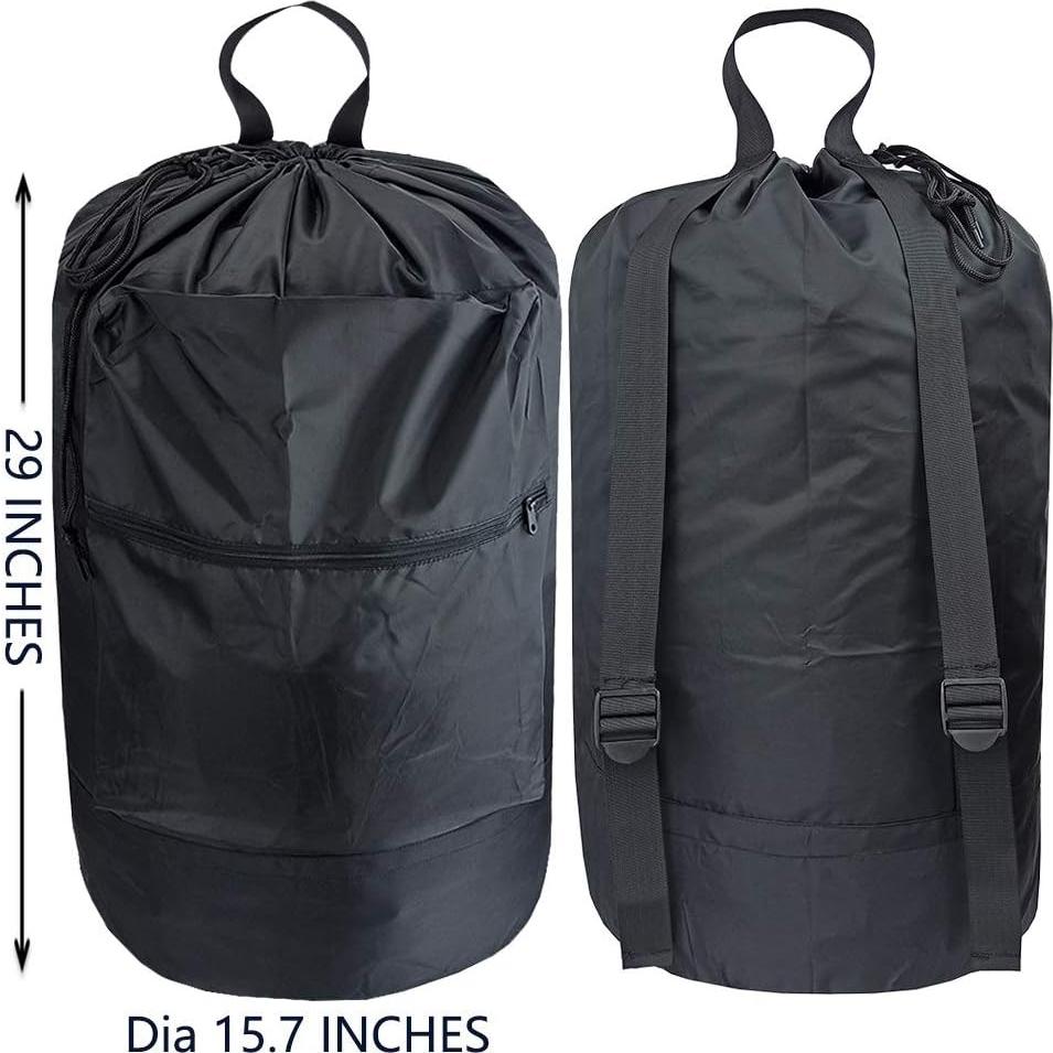 Mochila de Lavandería UniLiGis Negra con Cierre y Correa Ajustable