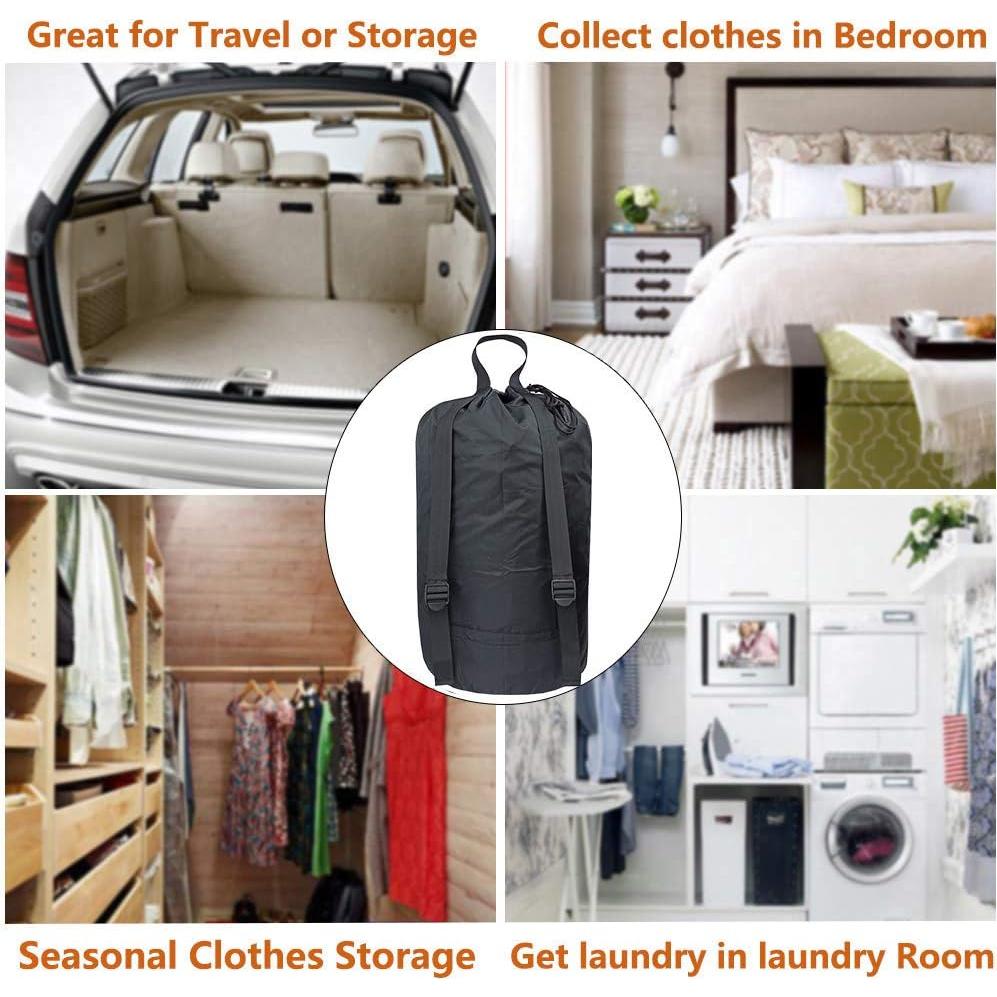 Mochila de Lavandería UniLiGis Negra con Cierre y Correa Ajustable