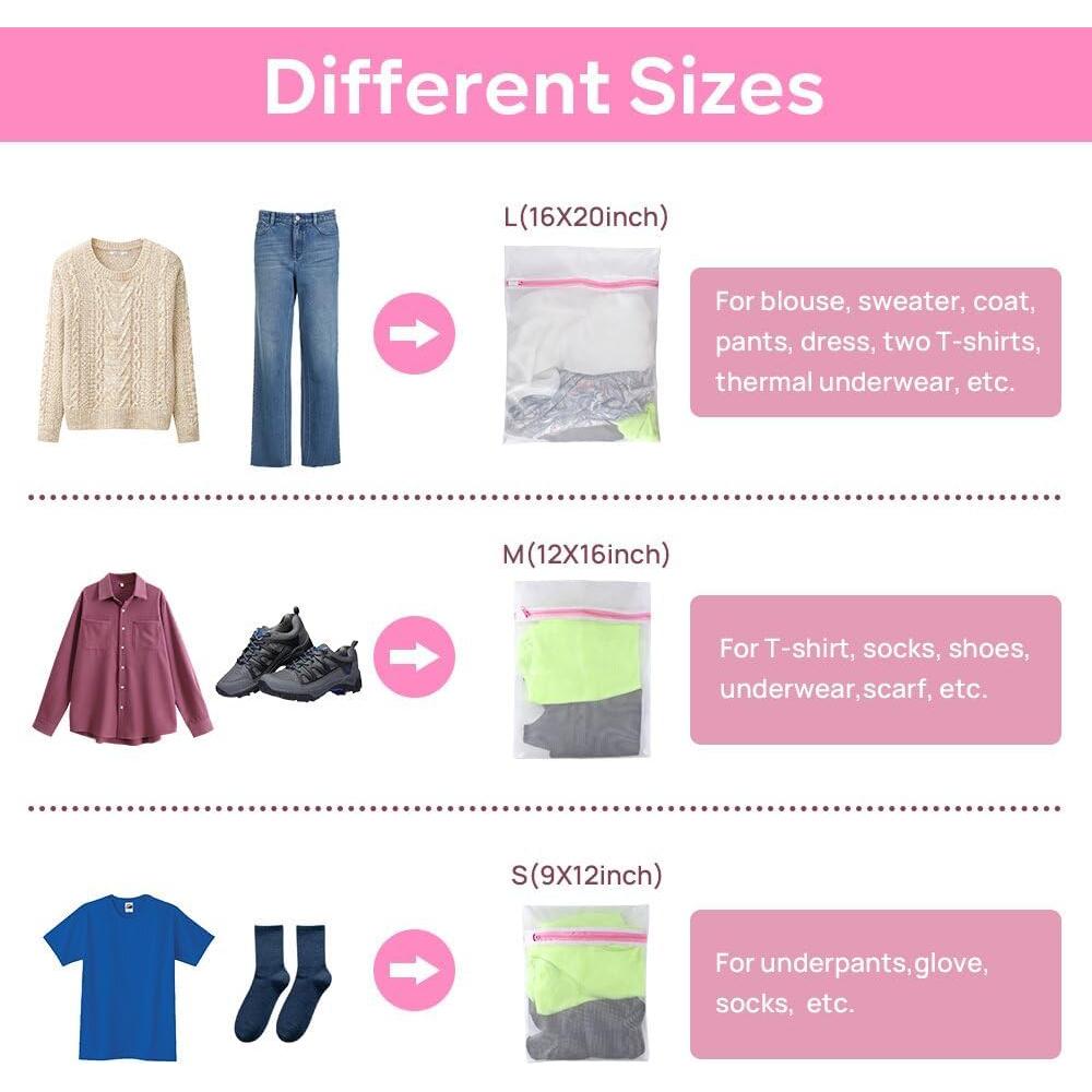 FGY 3 Bolsas de Malla para Lavandería - Mediana 30.48x40.64 cm