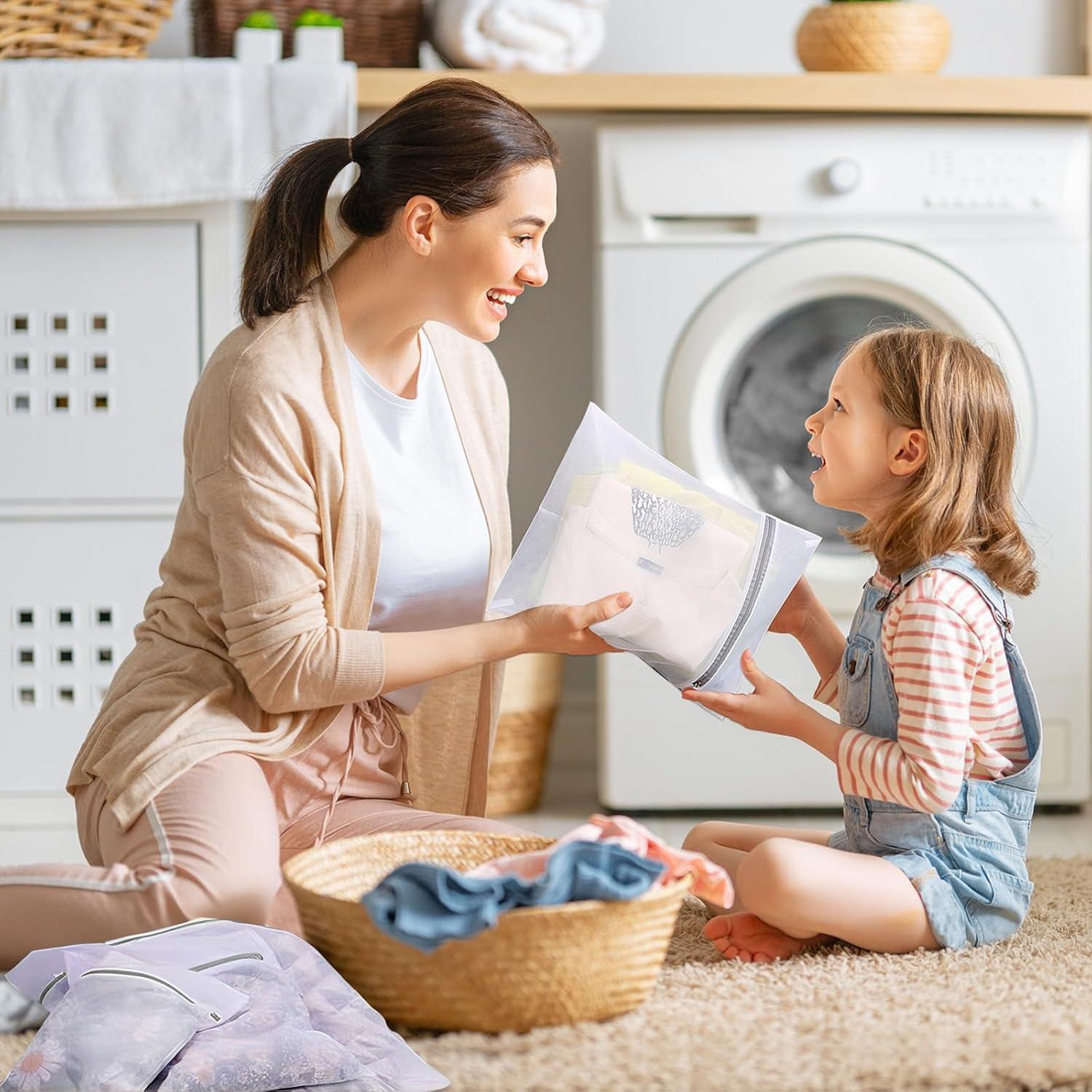 Bolsas de Lavandería de Malla BTIFU 4 Piezas 50.8x61 cm Blanca