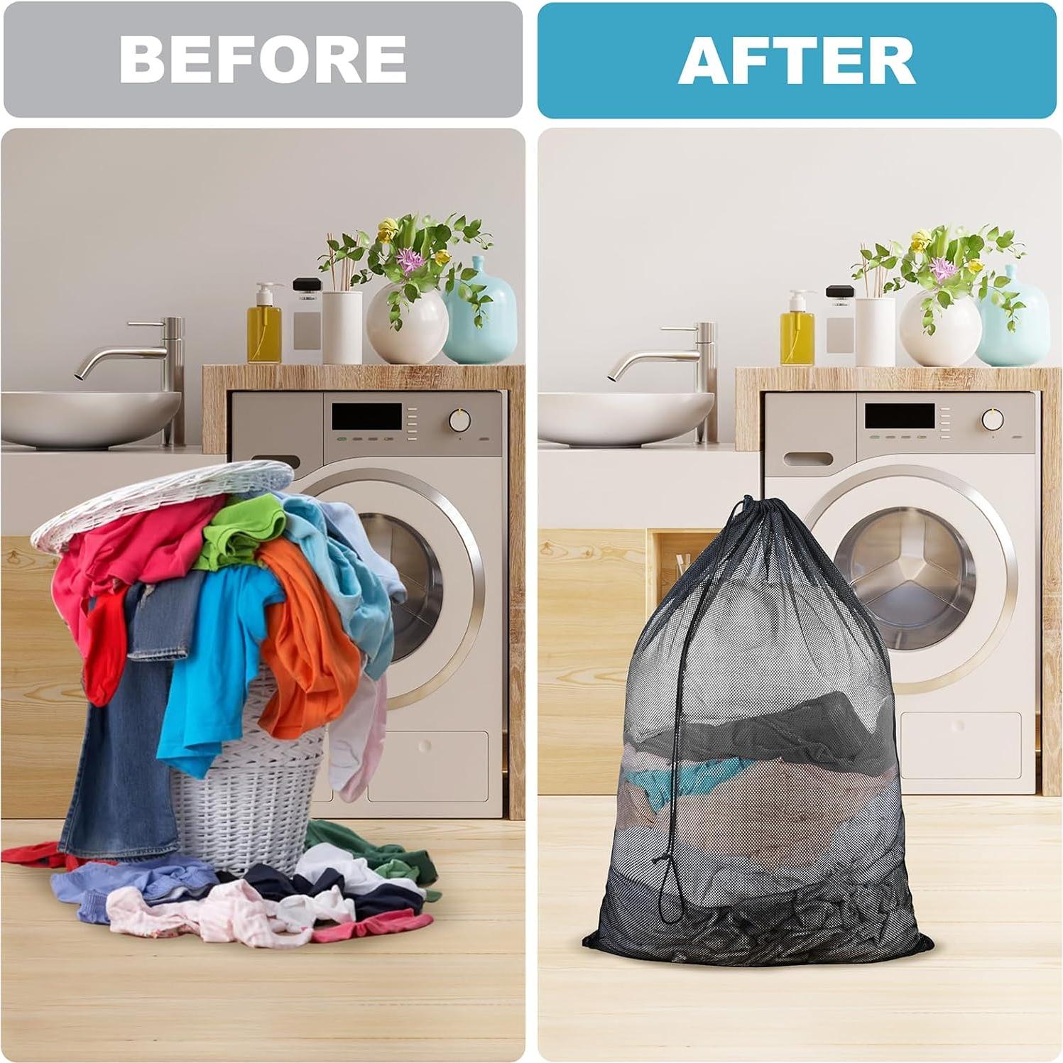 Paquete de 3 Bolsas de Lavandería de Malla Grande EyvirQic 61x91 cm