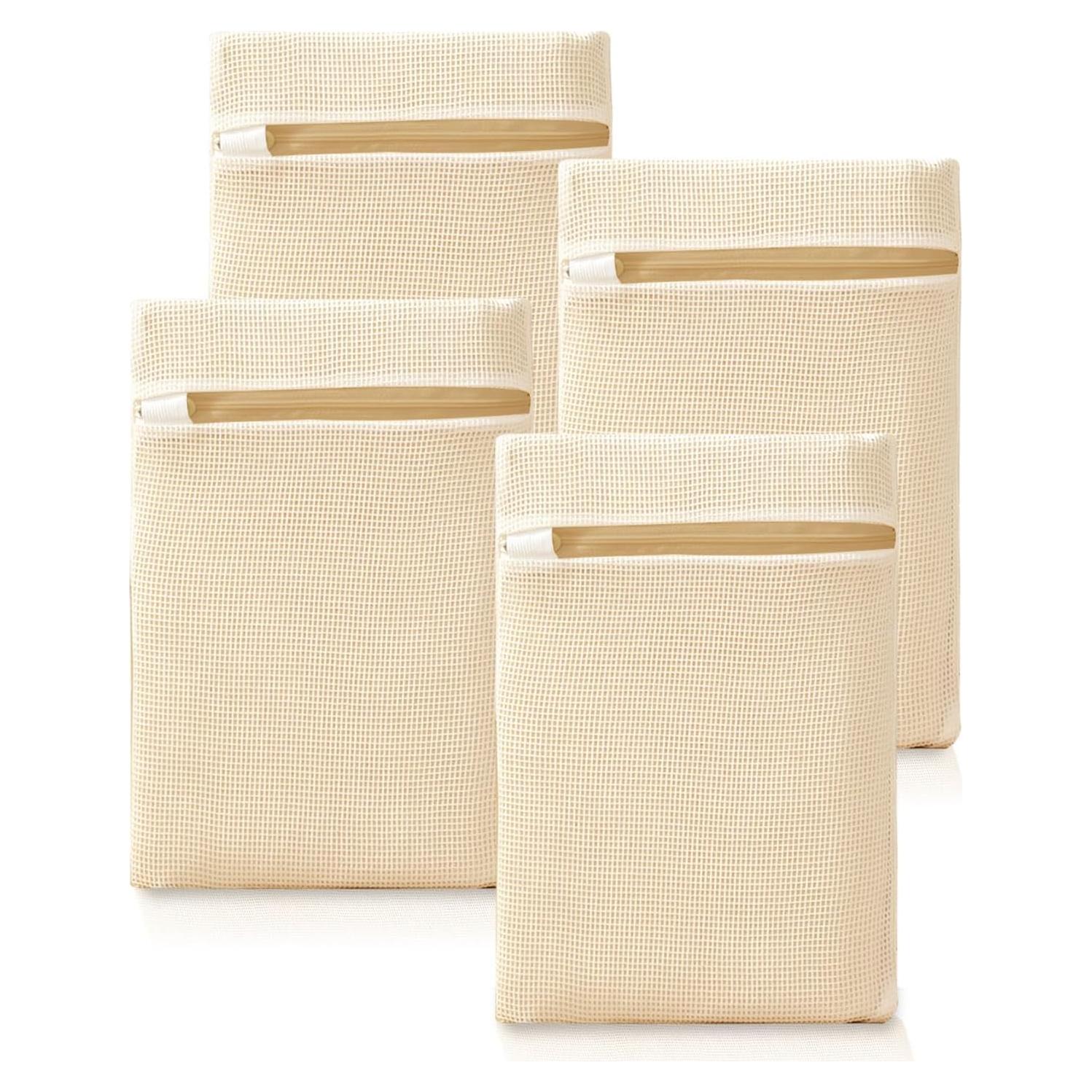 Juego de 4 Bolsas de Malla Algodón ABRRLO para Lavado