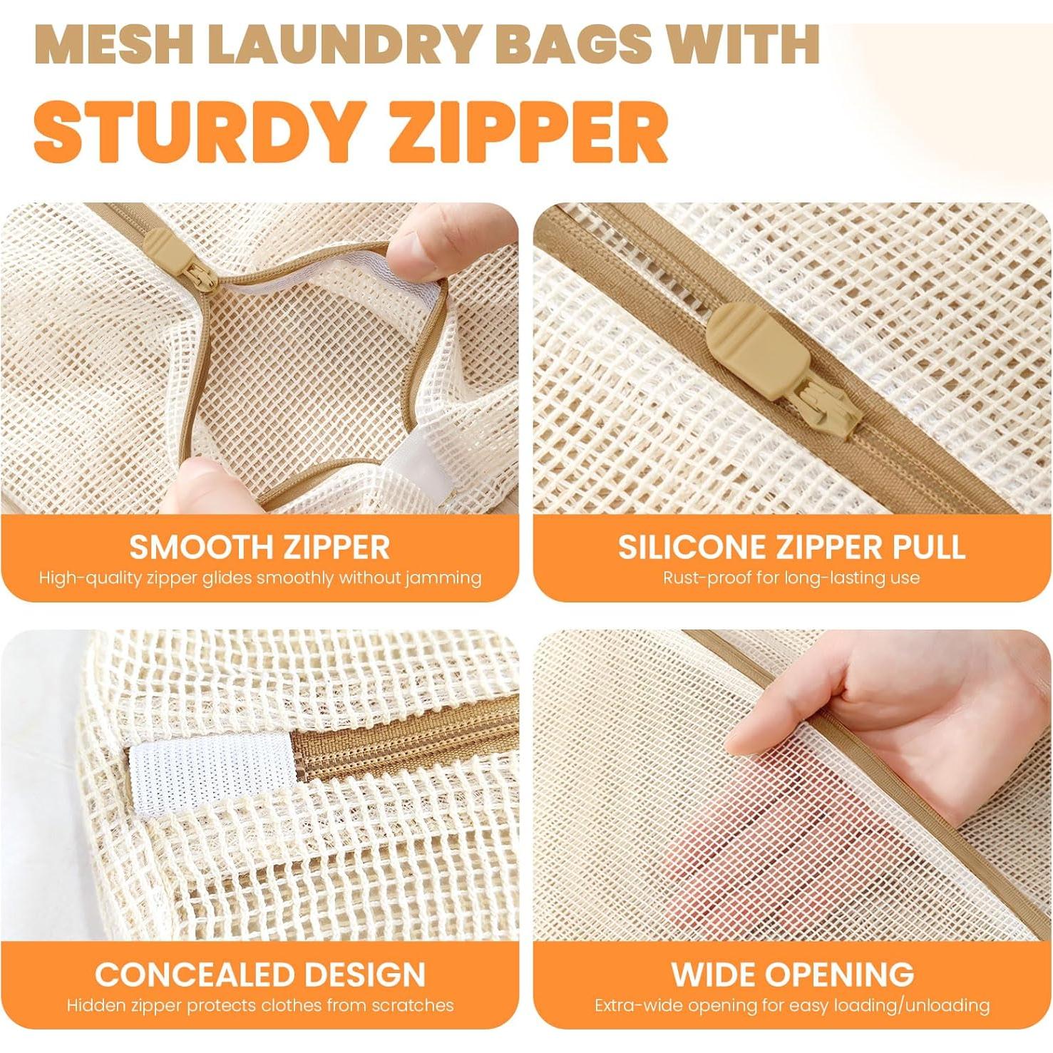 Juego de 4 Bolsas de Malla Algodón ABRRLO para Lavado