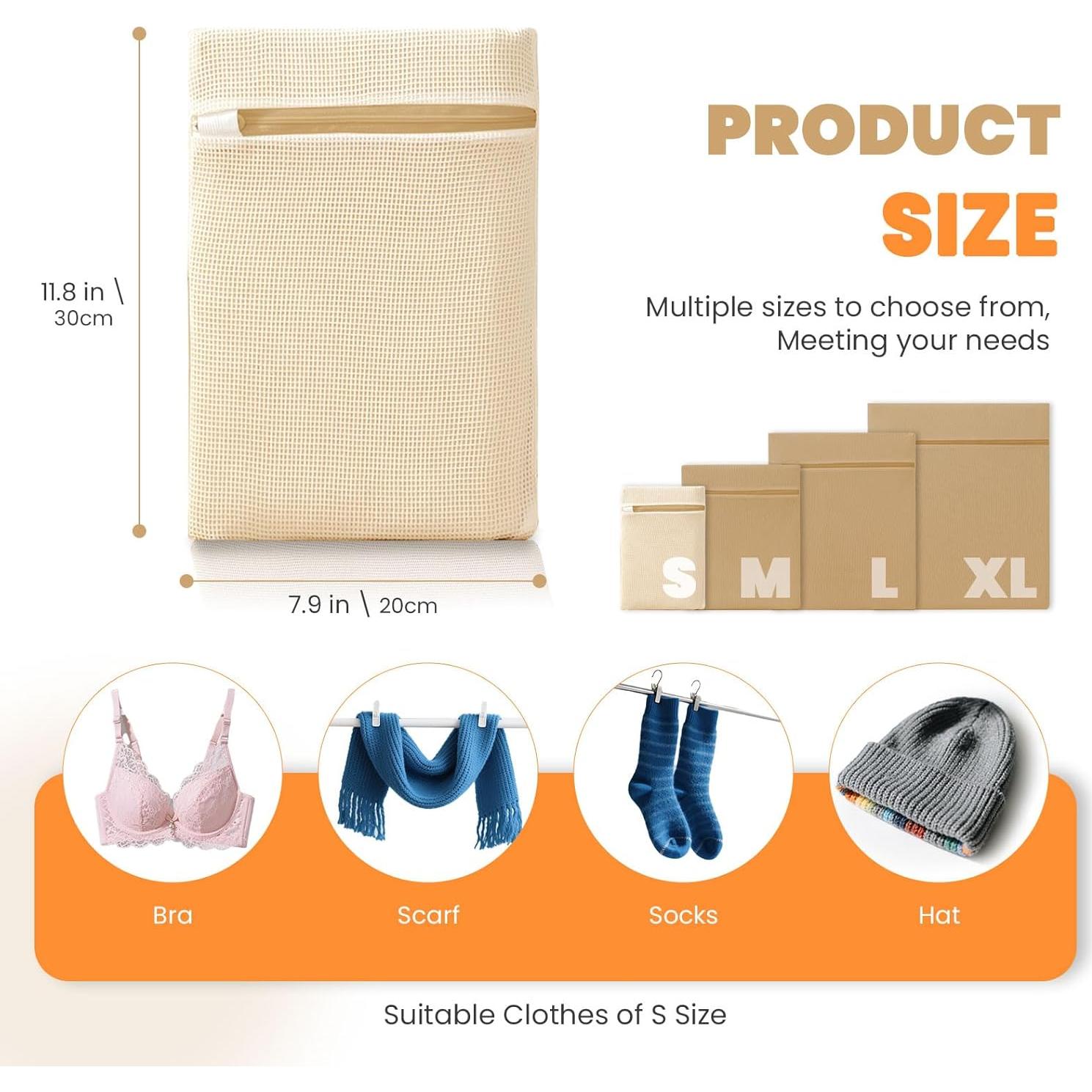 Juego de 4 Bolsas de Malla Algodón ABRRLO para Lavado