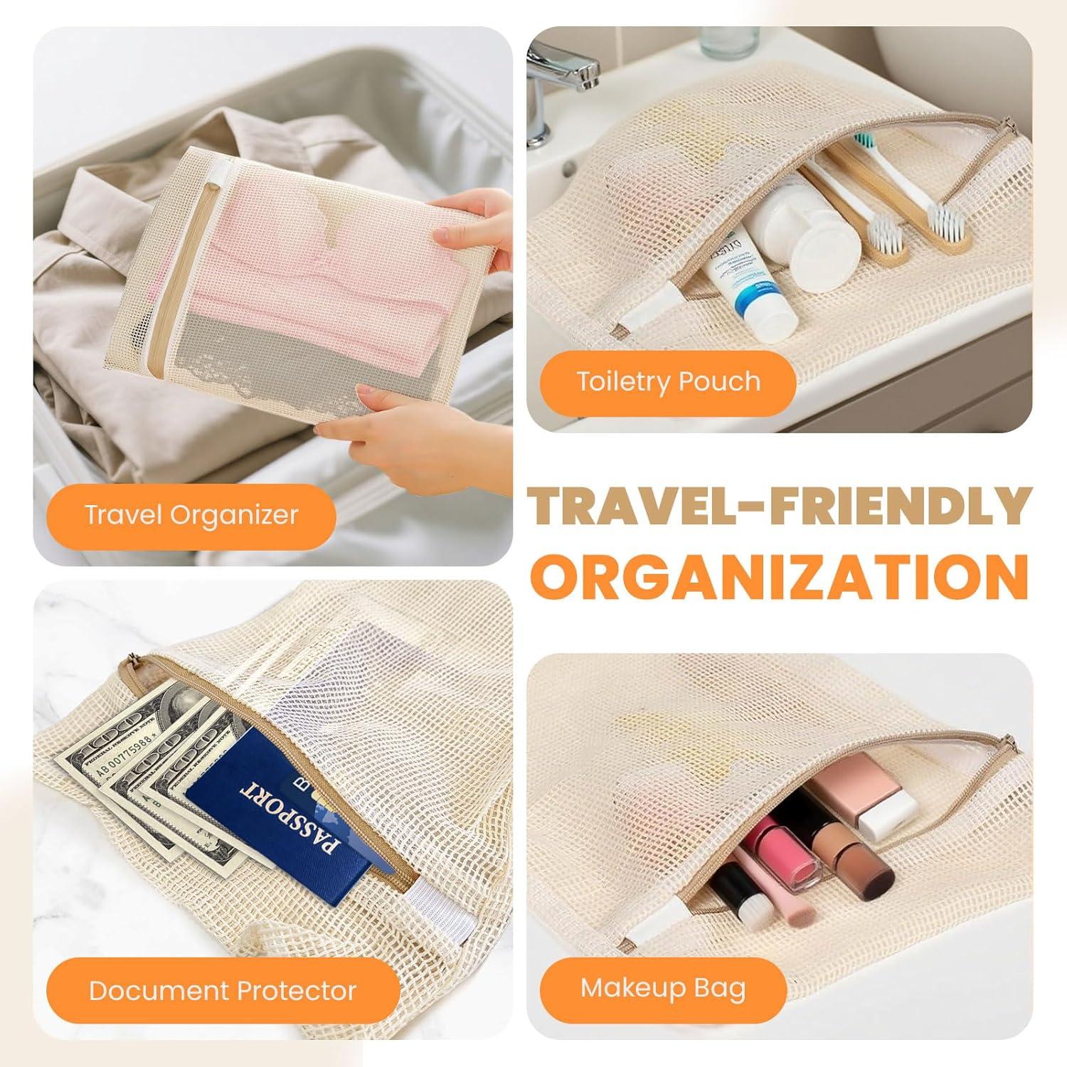 Juego de 4 Bolsas de Malla Algodón ABRRLO para Lavado