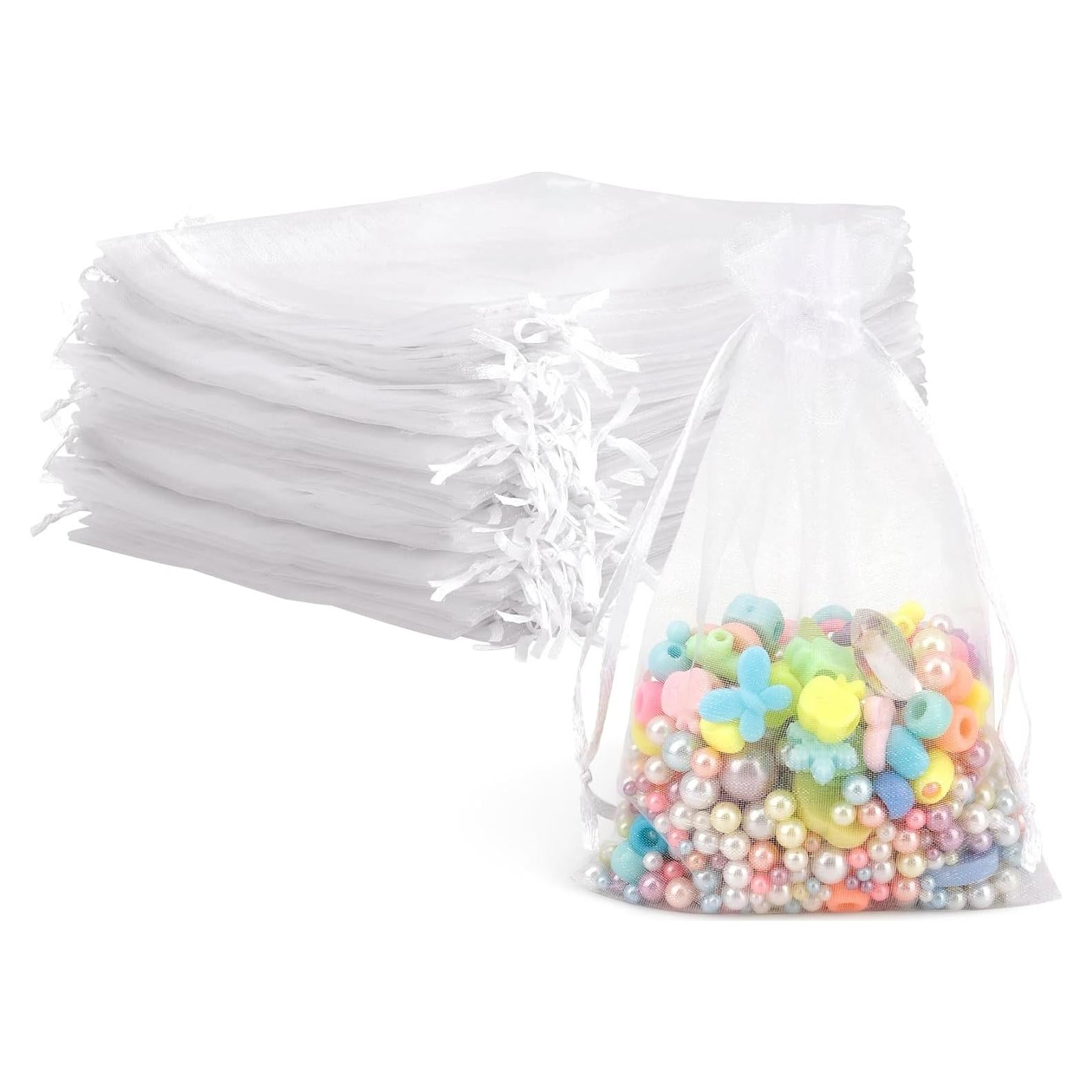 Bolsas de Organza Transparentes 10x15 cm - 60 Pcs - Cierre