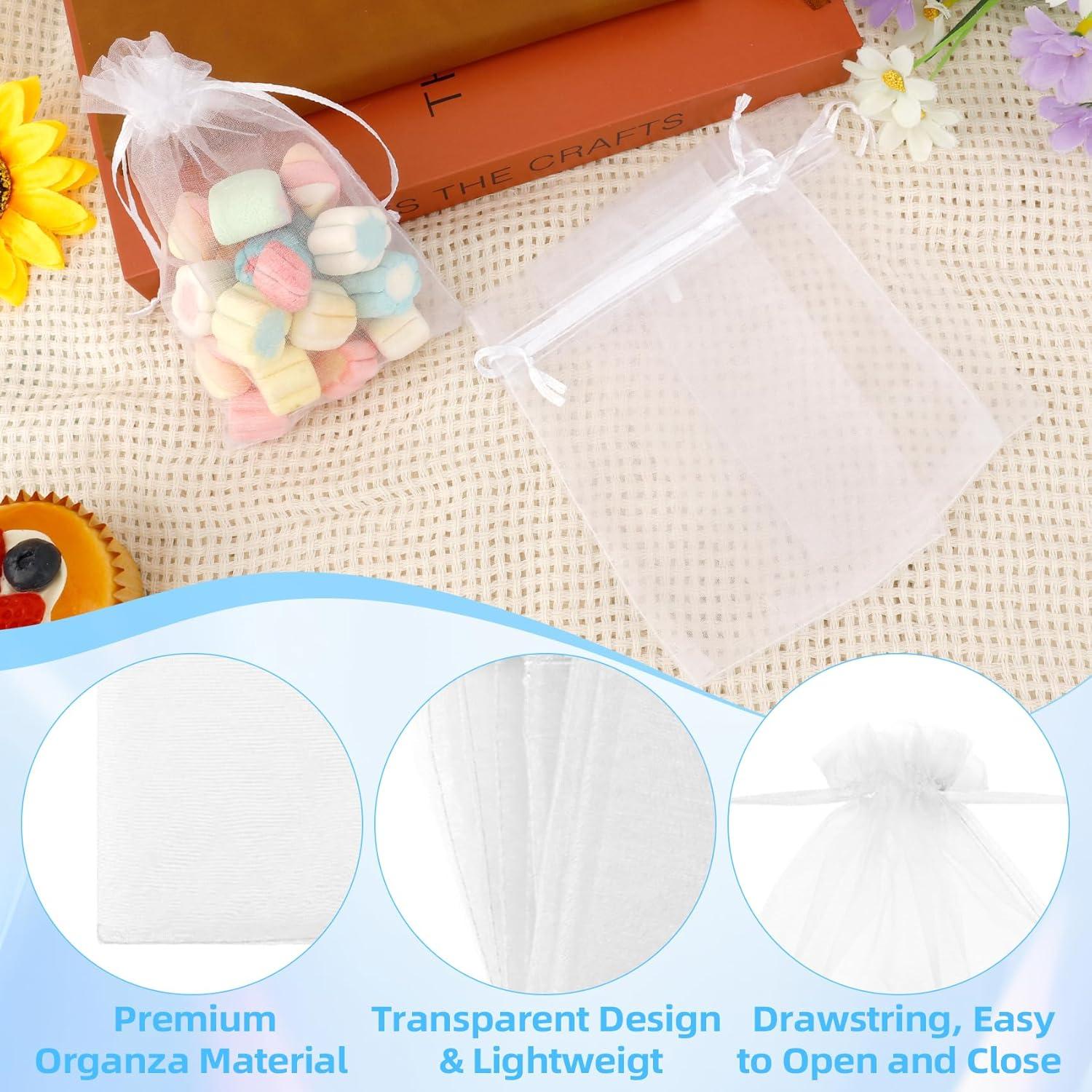 Bolsas de Organza Transparentes 10x15 cm - 60 Pcs - Cierre