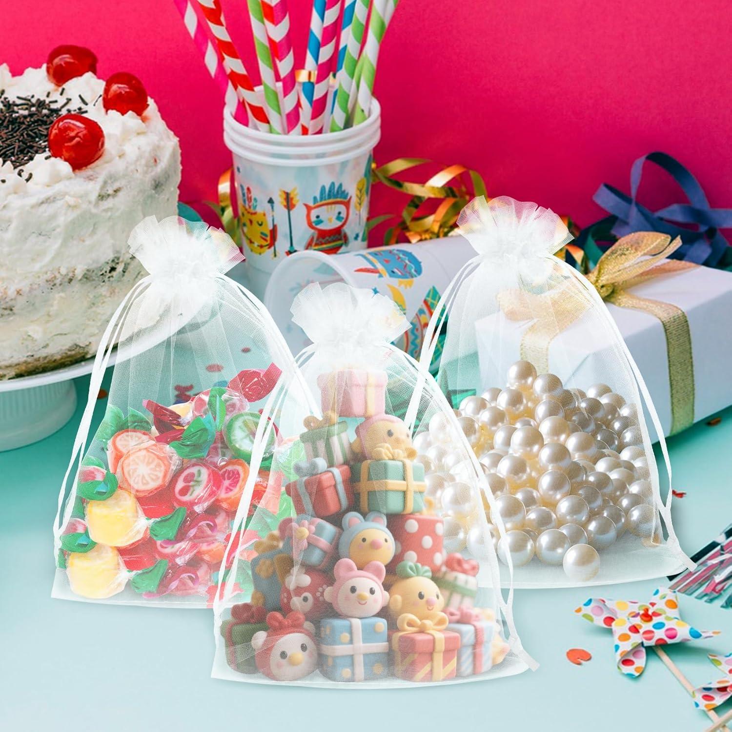 Bolsas de Organza Transparentes 10x15 cm - 60 Pcs - Cierre