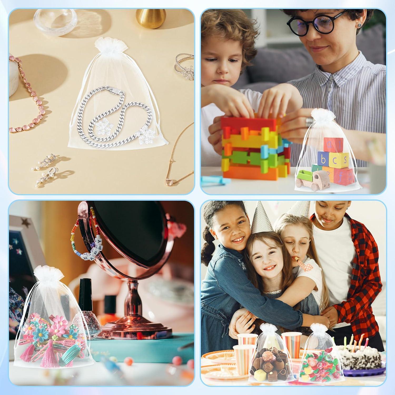 Bolsas de Organza Transparentes 10x15 cm - 60 Pcs - Cierre