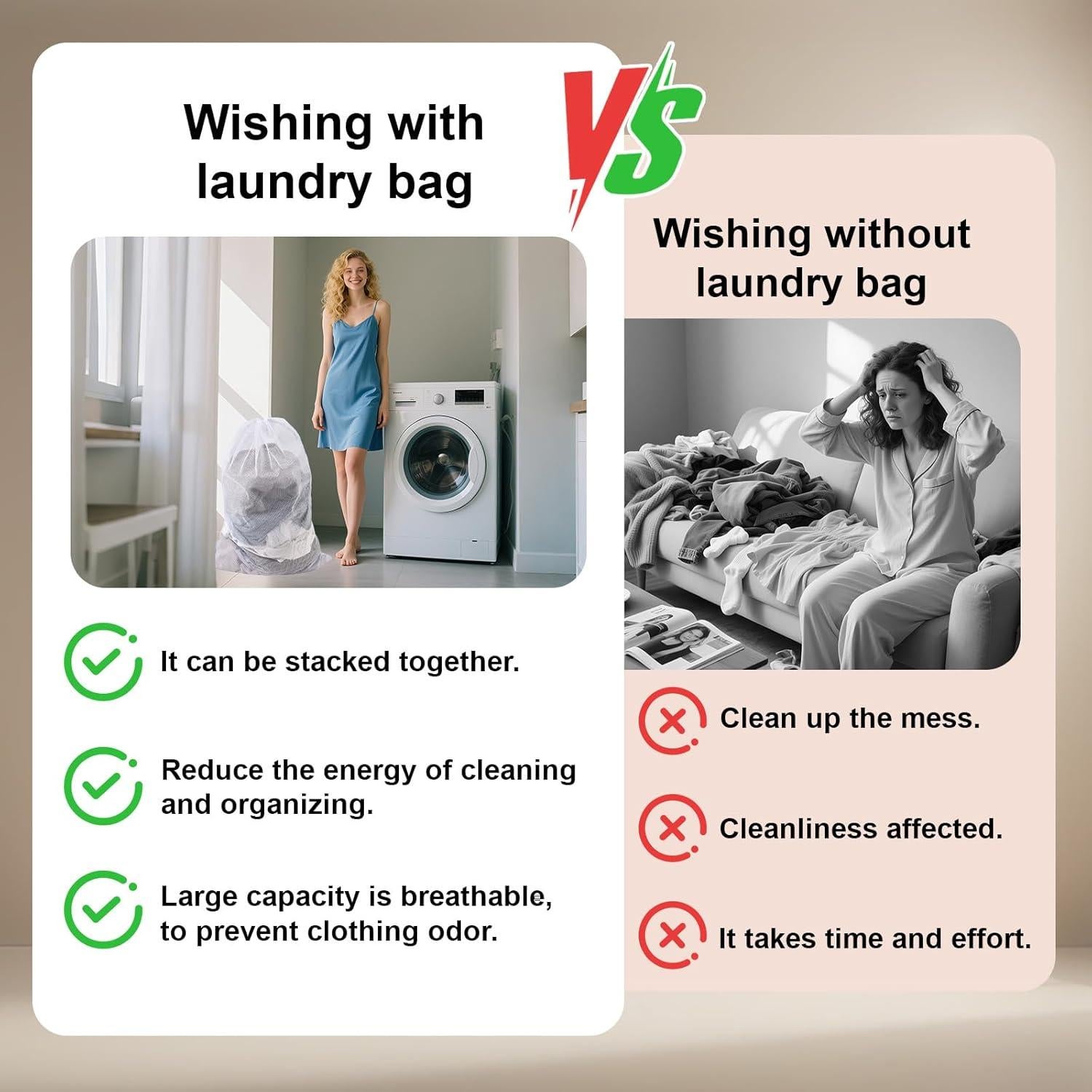 Paquete de 10 Bolsas de Lavandería de Malla Foivieide 61x91cm