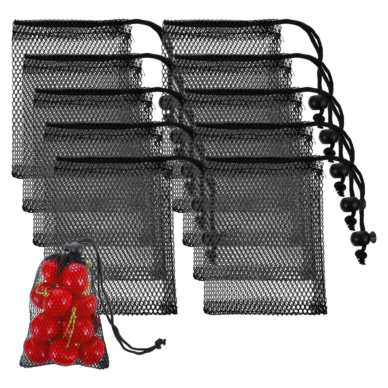 10 Bolsas de Malla con Cierre de Cordón Ymapinc 14x10.5cm