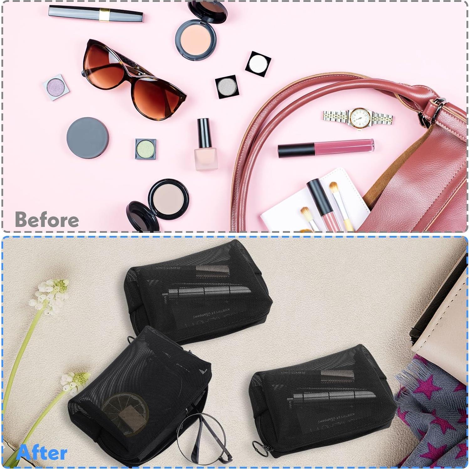 Set de 4 Bolsas de Maquillaje de Malla Ptwola - Organizador Portátil