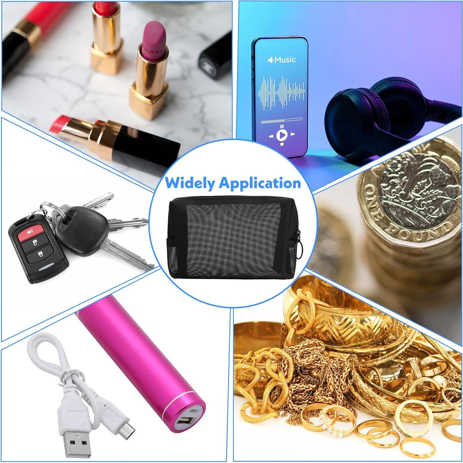 Set de 4 Bolsas de Maquillaje de Malla Ptwola - Organizador Portátil