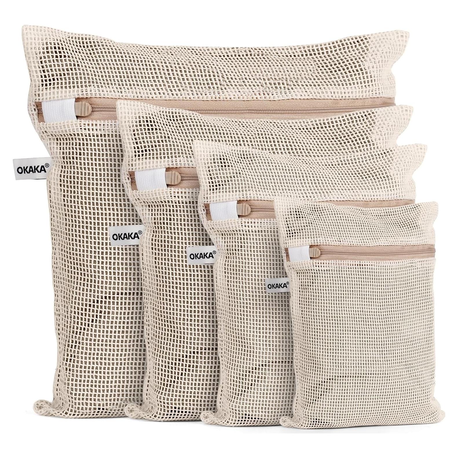 Set de 4 Bolsas de Malla para Lavandería OKAKA 100% Algodón