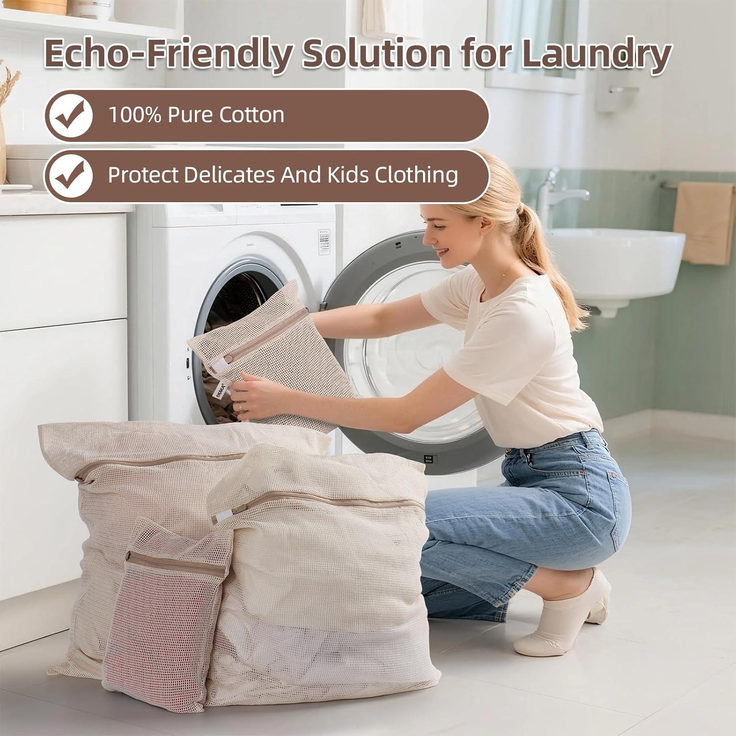 Set de 4 Bolsas de Malla para Lavandería OKAKA 100% Algodón