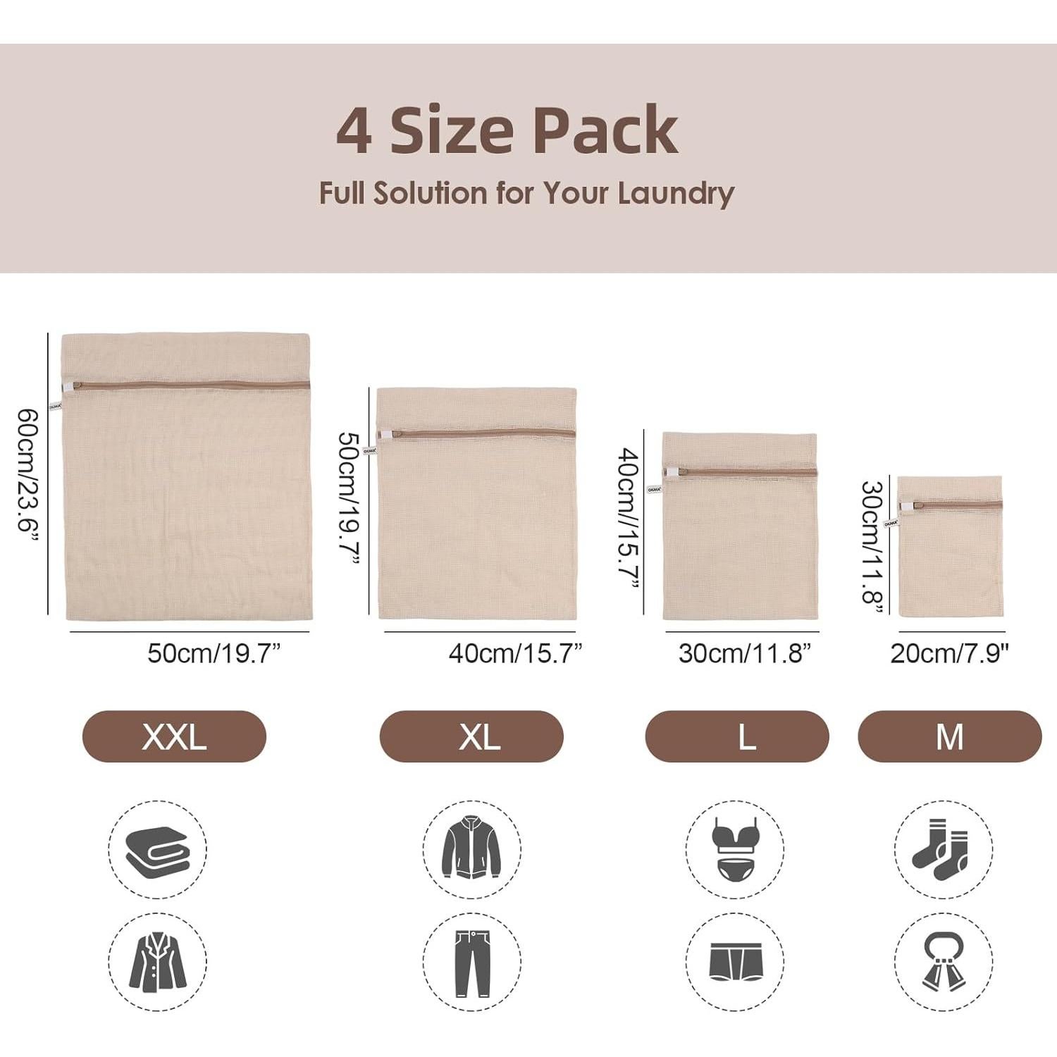 Set de 4 Bolsas de Malla para Lavandería OKAKA 100% Algodón