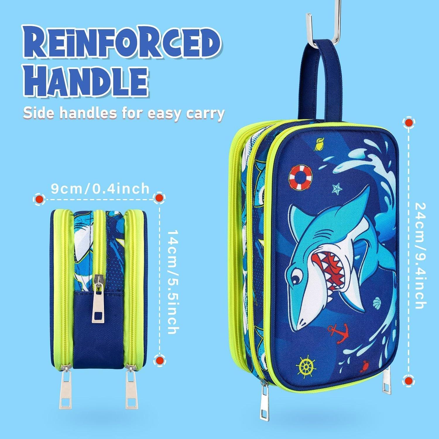 Shark Toiletry Bag - Kids Toiletry Bag for Boys Christmas Birthday Gift Camping Travel Toiletry Case Toiletries Makeup Cosmetic Pouch Pink Water-resistant Wash Bag Dopp Kit with Mesh Pocket