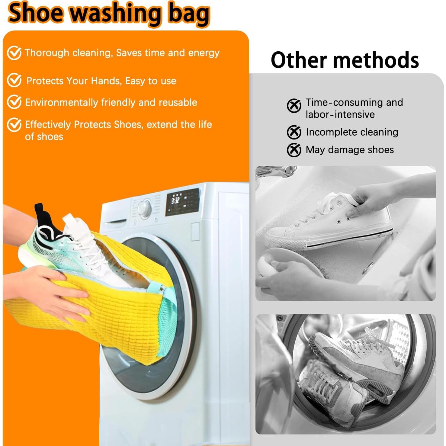 Bolsa de Lavado de Zapatos WUMUTI XXL Amarillo - 2 Piezas 38x16 cm