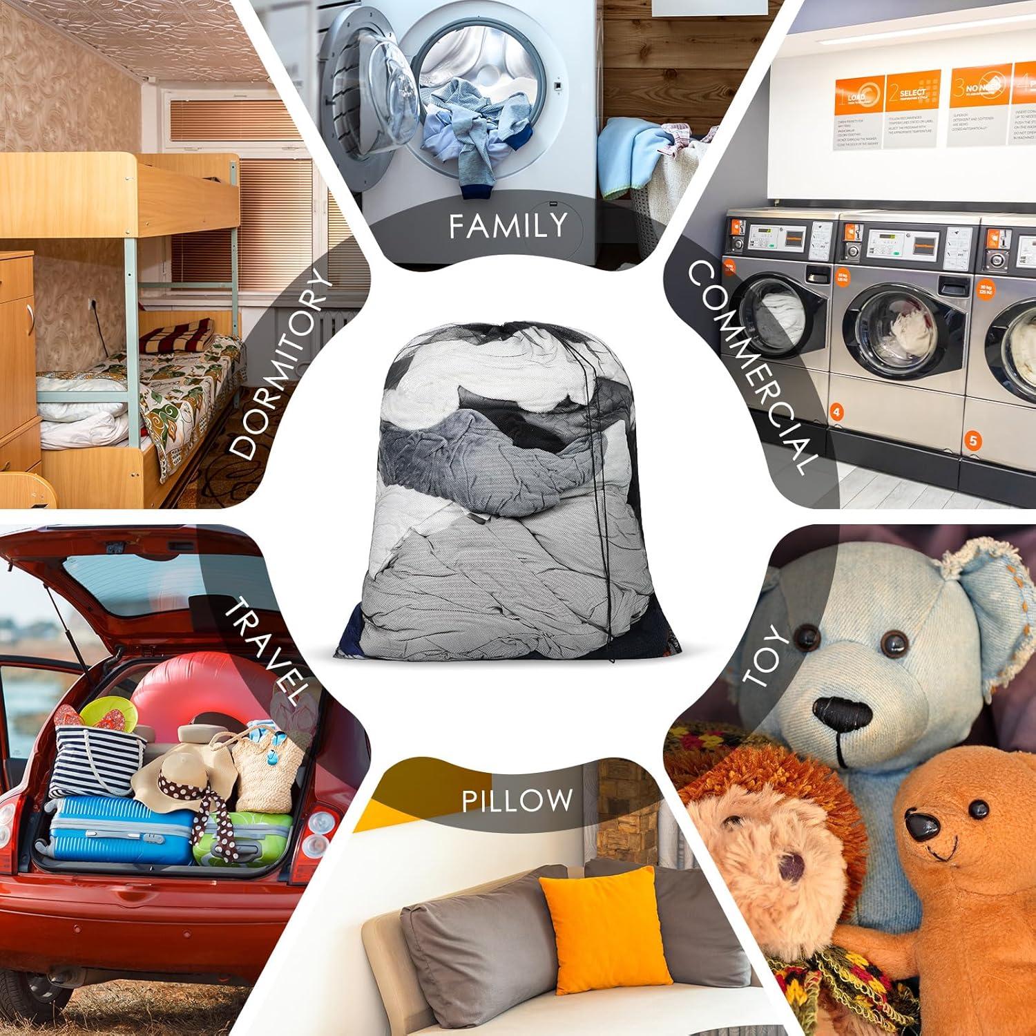 Paquete de 3 Bolsas de Malla para Lavandería Extra Grande 140x110cm