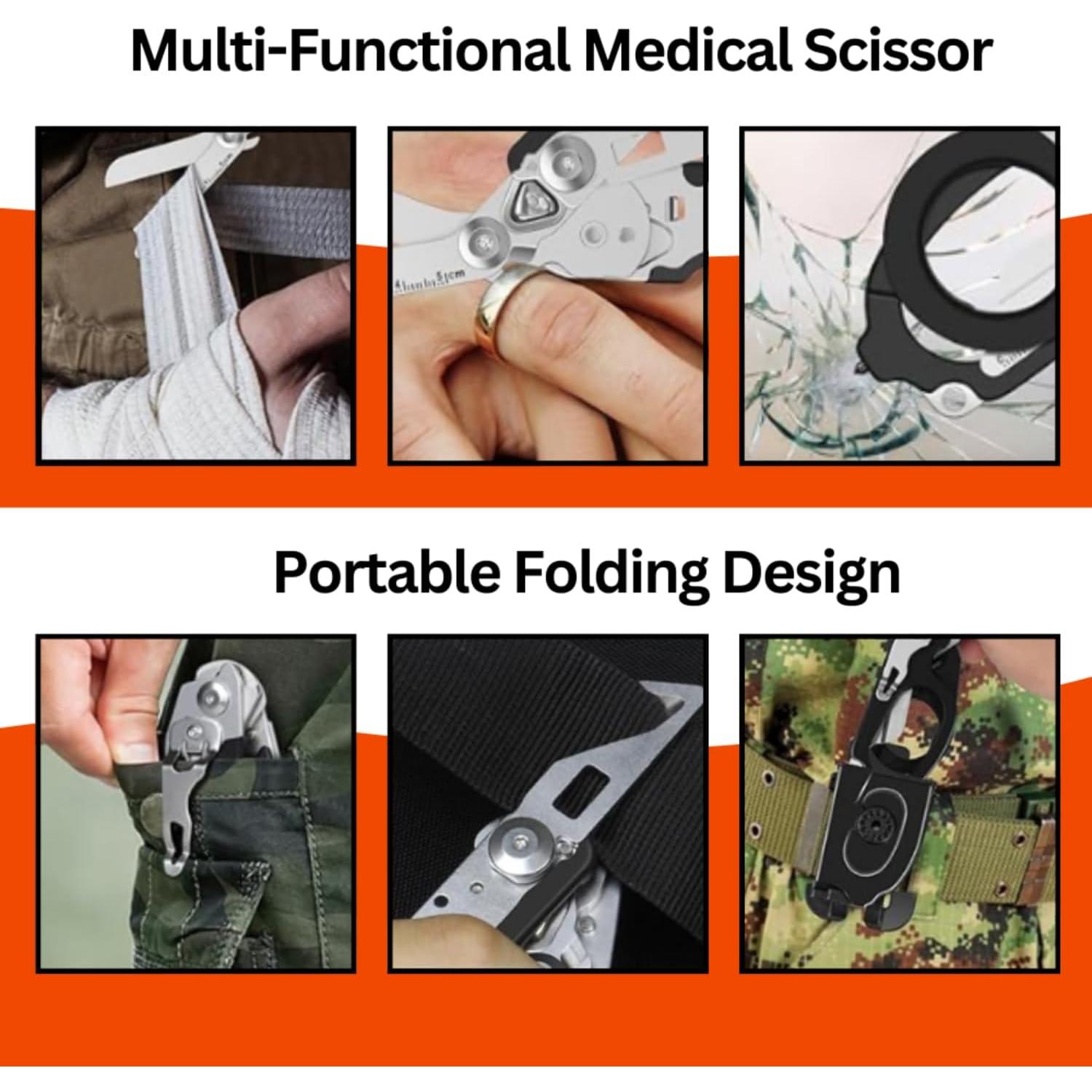 Tijeras de Trauma Plegables X.I. Products 6 en 1 Naranja