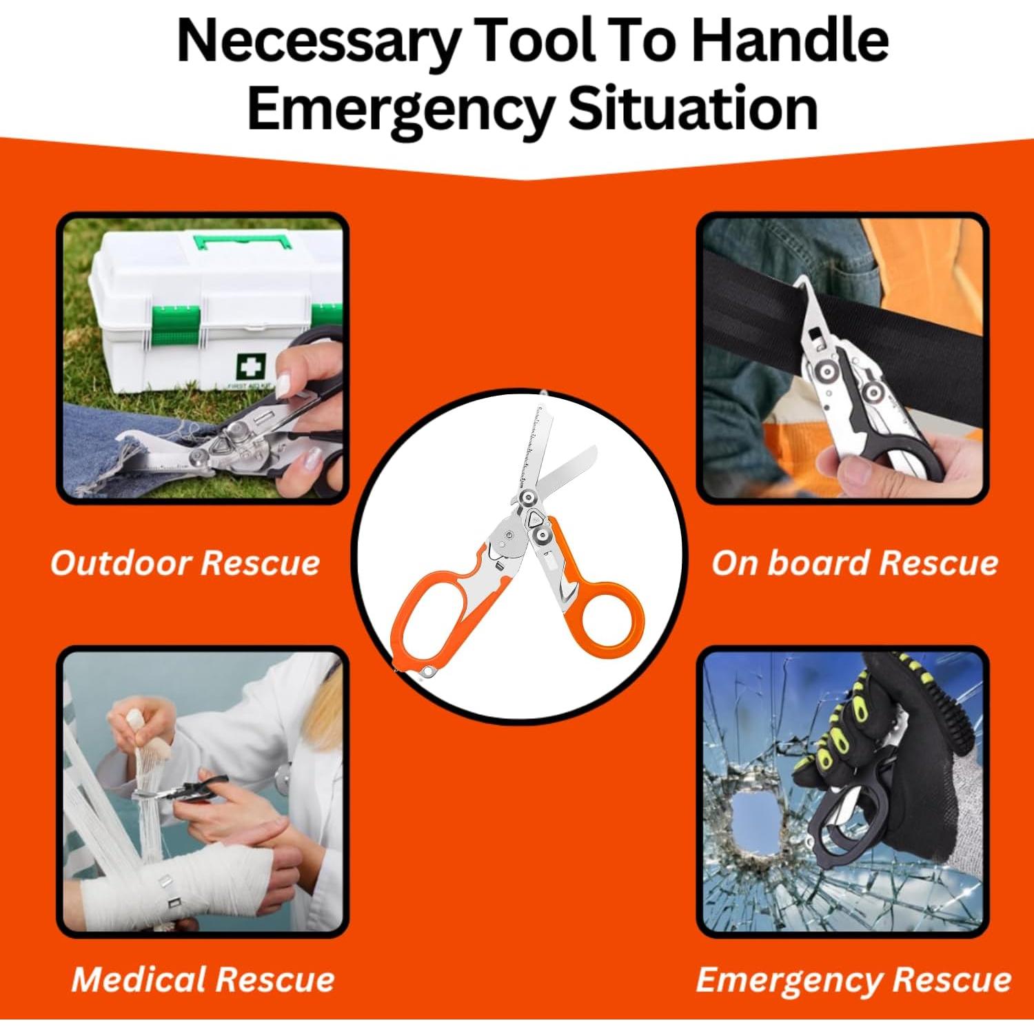 Tijeras de Trauma Plegables X.I. Products 6 en 1 Naranja