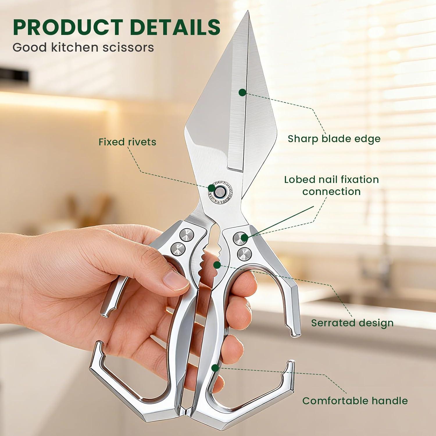 Tijeras de cocina Qlirovix de acero inoxidable, uso pesado