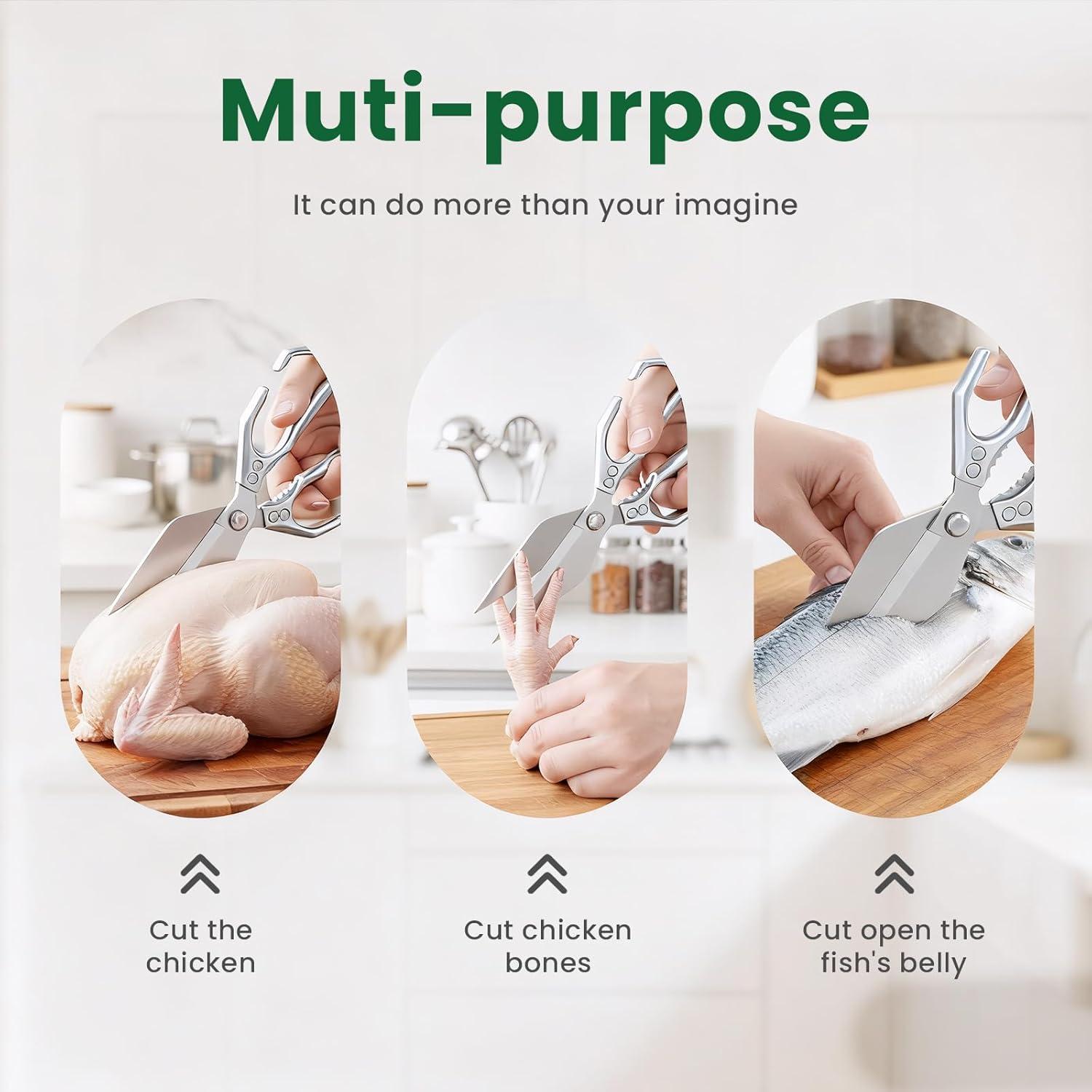 Tijeras de cocina Qlirovix de acero inoxidable, uso pesado