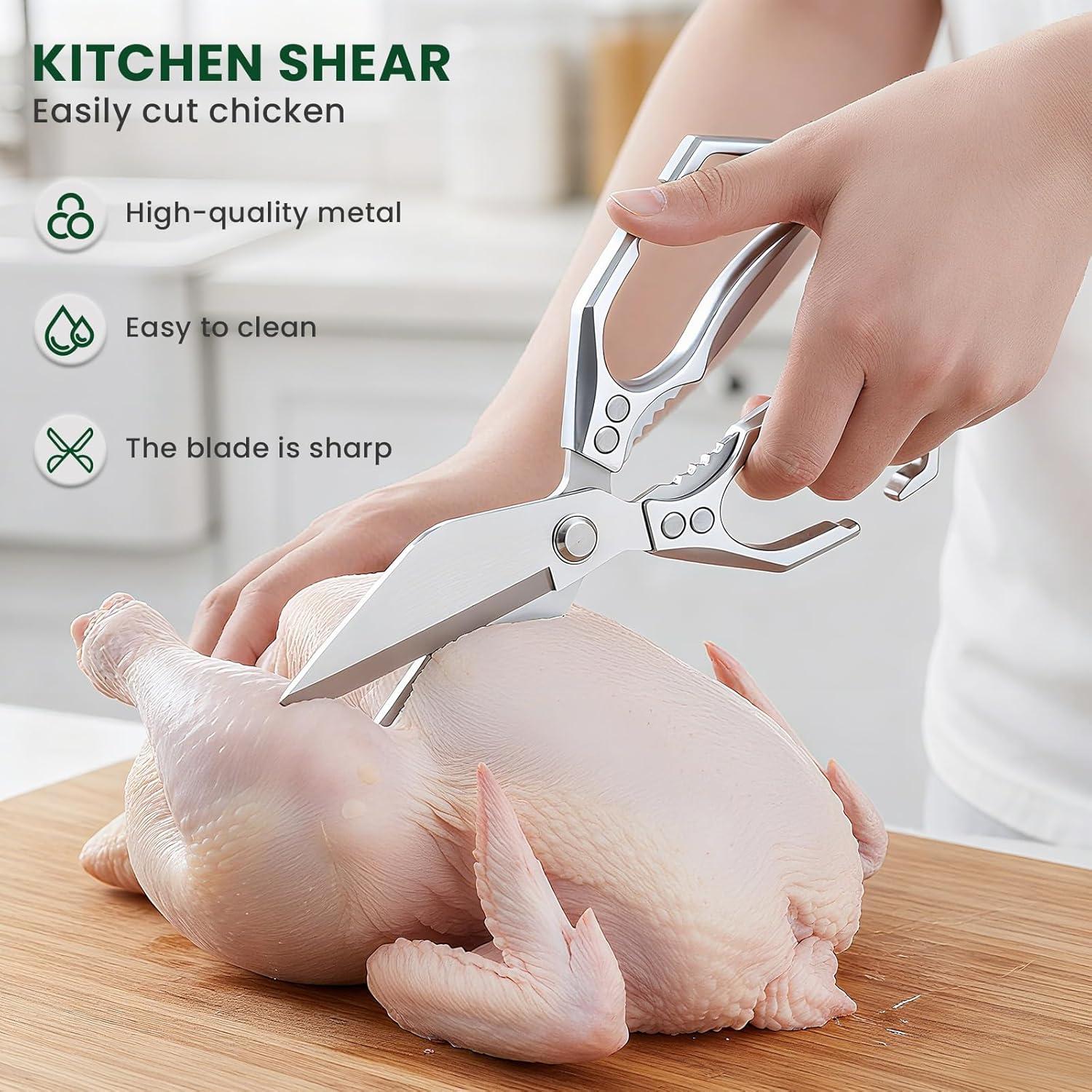 Tijeras de cocina Qlirovix de acero inoxidable, uso pesado