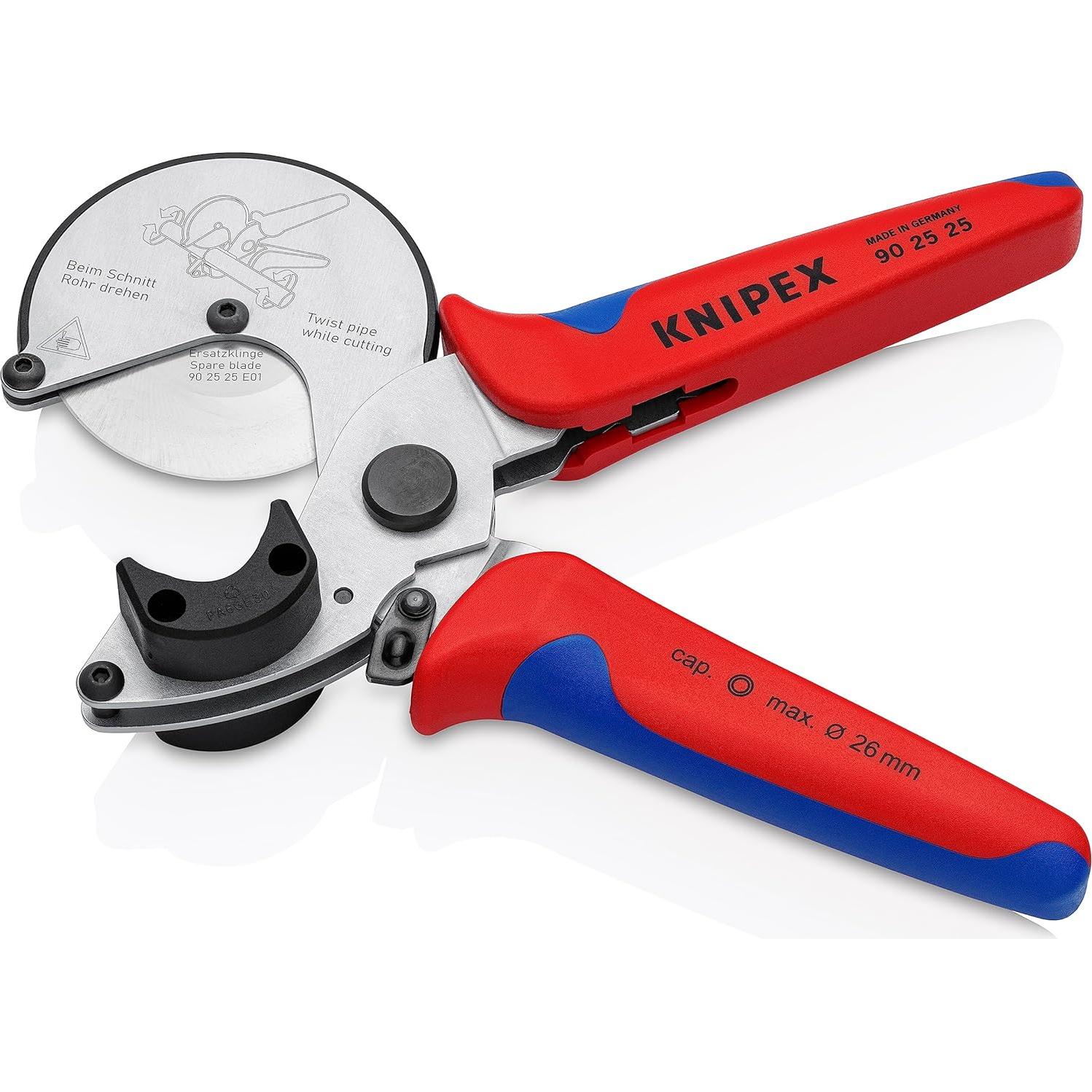 Cortador de Tubos KNIPEX 90 25 25, 21 cm, Manual, Rojo/Azul