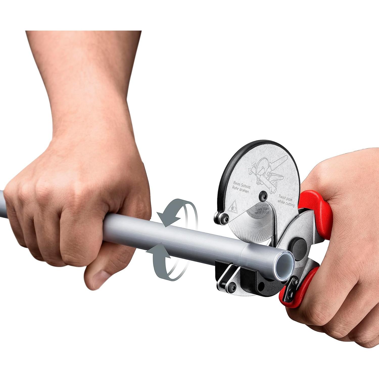 Cortador de Tubos KNIPEX 90 25 25, 21 cm, Manual, Rojo/Azul