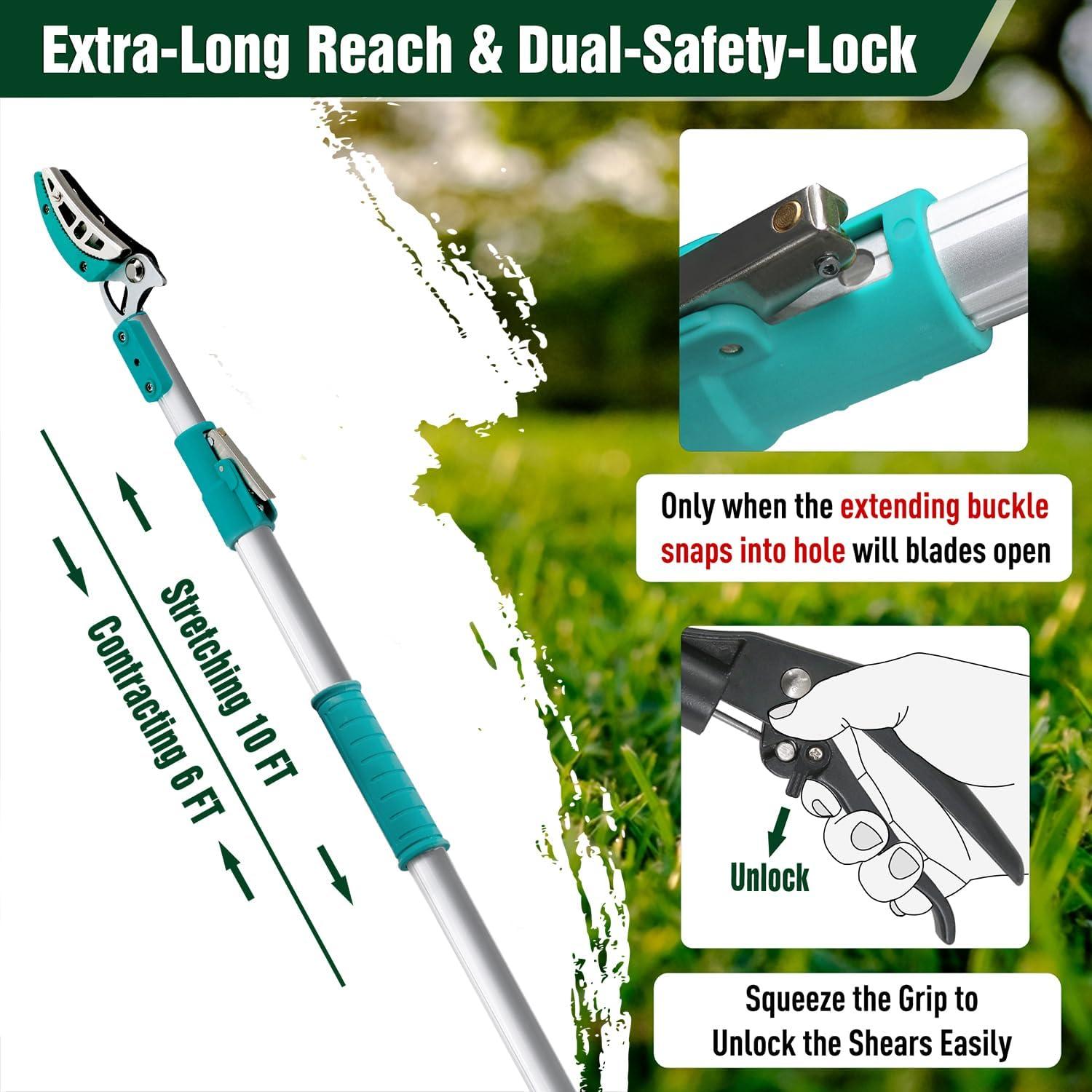Podadora Telescópica Jardineer 6-10 pies Ligera Ergonómica