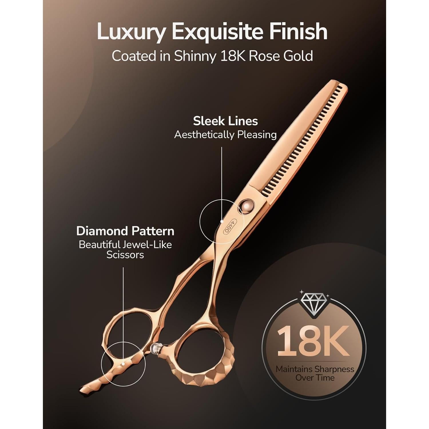 Tijeras de adelgazado ULG Professional 6.5" (16.51 cm) oro rosa