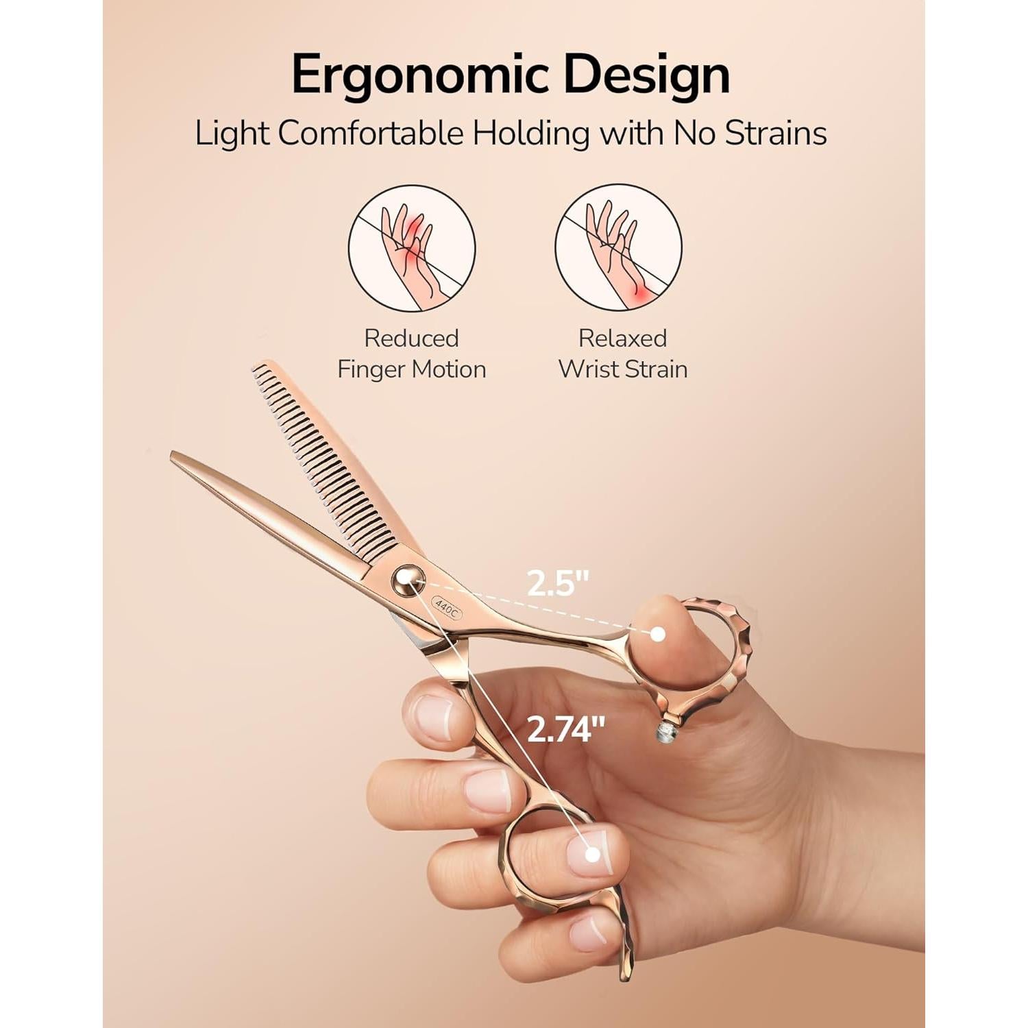 Tijeras de adelgazado ULG Professional 6.5" (16.51 cm) oro rosa