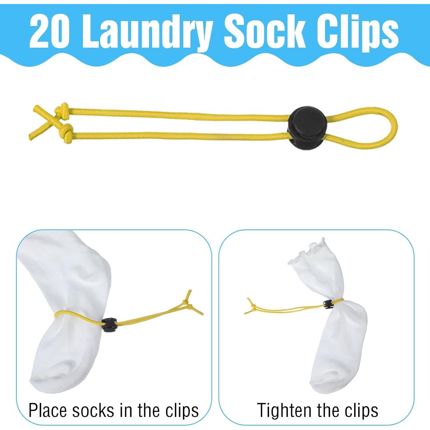 20 Clips para Calcetines de Lavandería Xinjoduz - 5 Colores