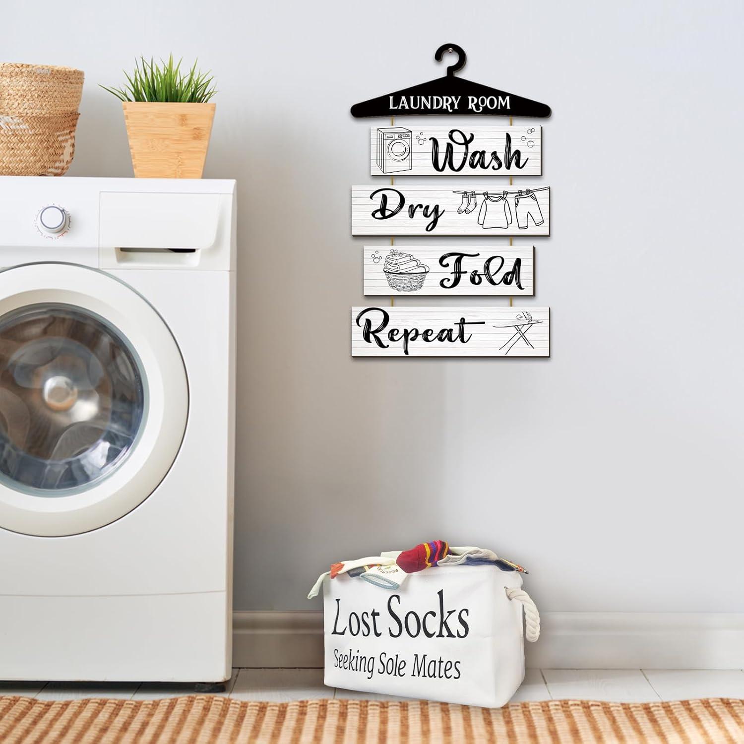 Juego de Decoración para Lavandería FEXICHUJI - Canasta y Cartel