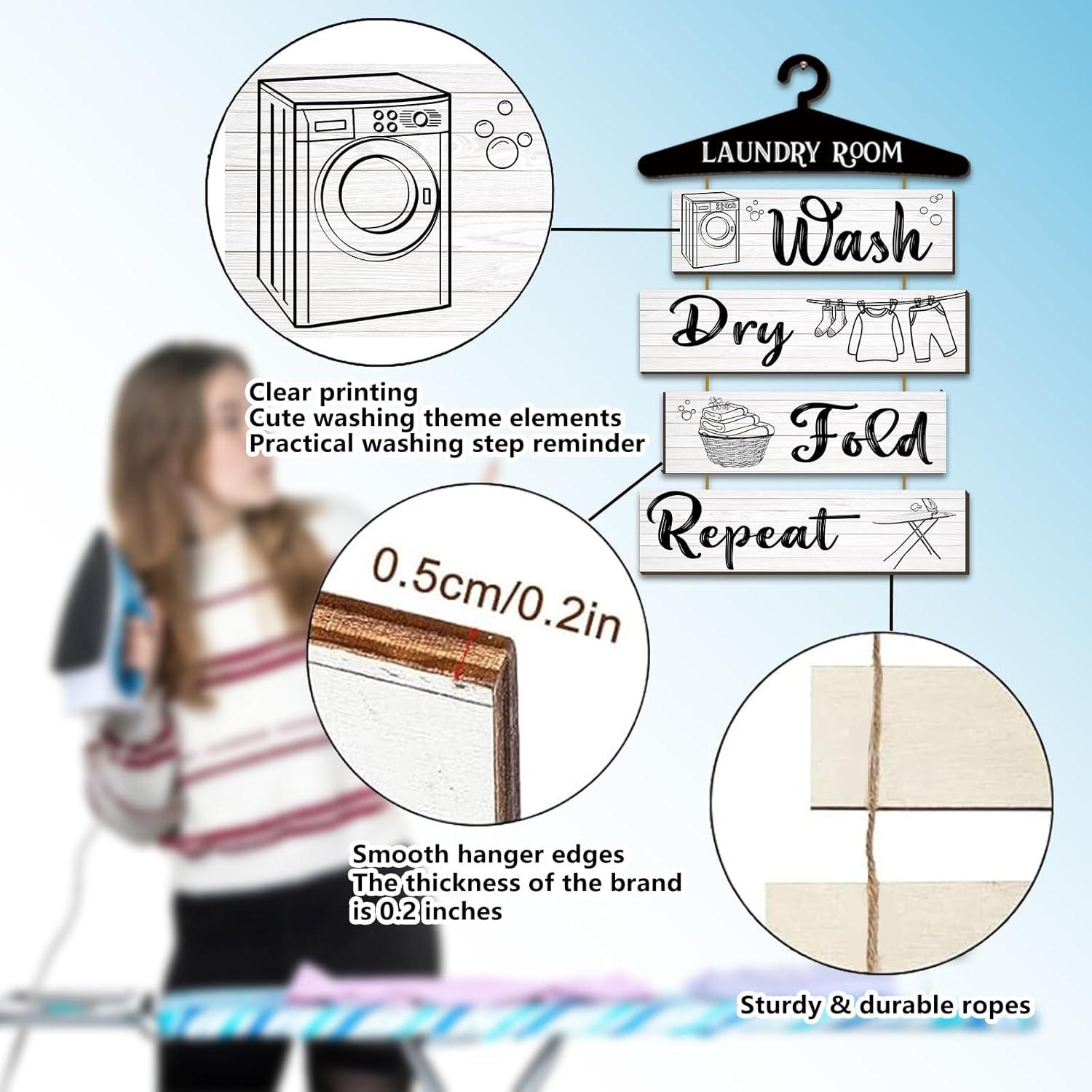 Juego de Decoración para Lavandería FEXICHUJI - Canasta y Cartel