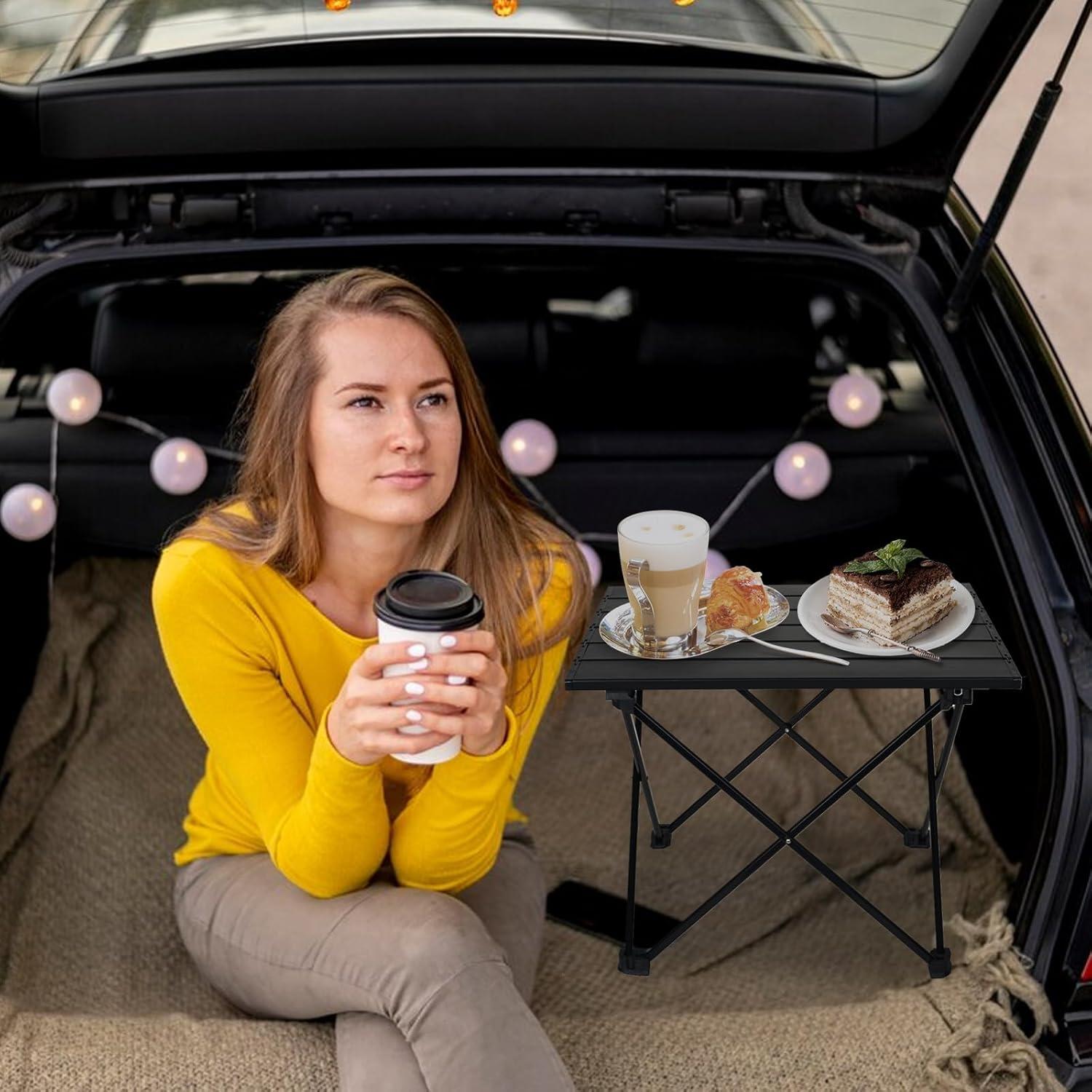 Mesa Plegable de Camping Audoyon 40x32 cm Negra