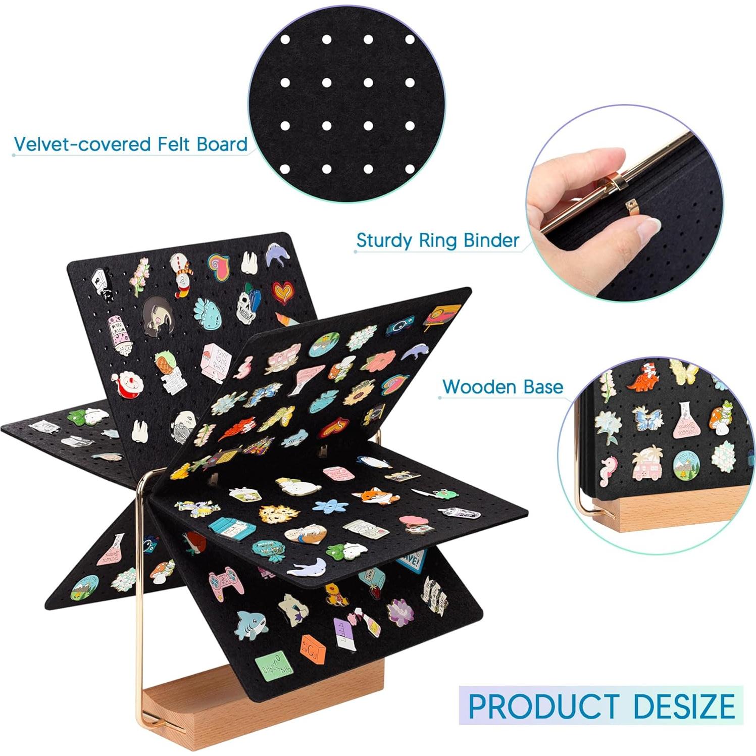 Organizador de Exhibición de Pines PACMAXI - 180+ Pines, Soporte de Madera